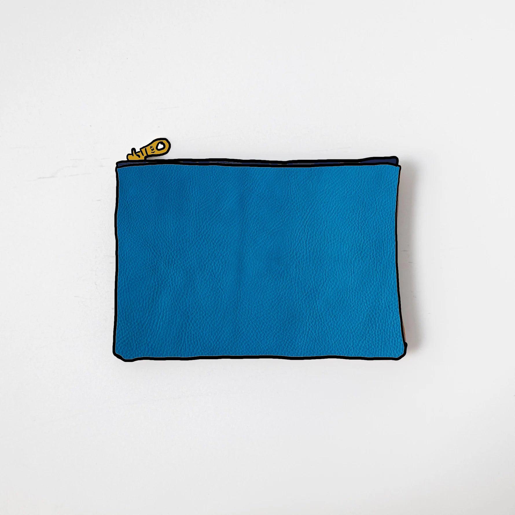 Cerulean Cypress Small Zip Pouch- small zipper pouch - leather zipper pouch - KMM &amp; Co.