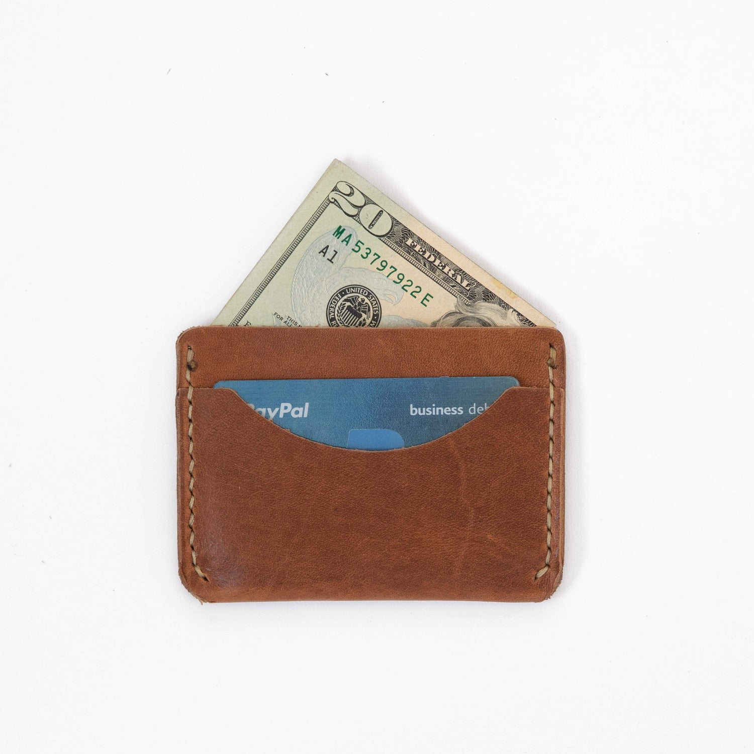 Cognac Card Case- mens leather wallet - leather wallets for women - KMM & Co.
