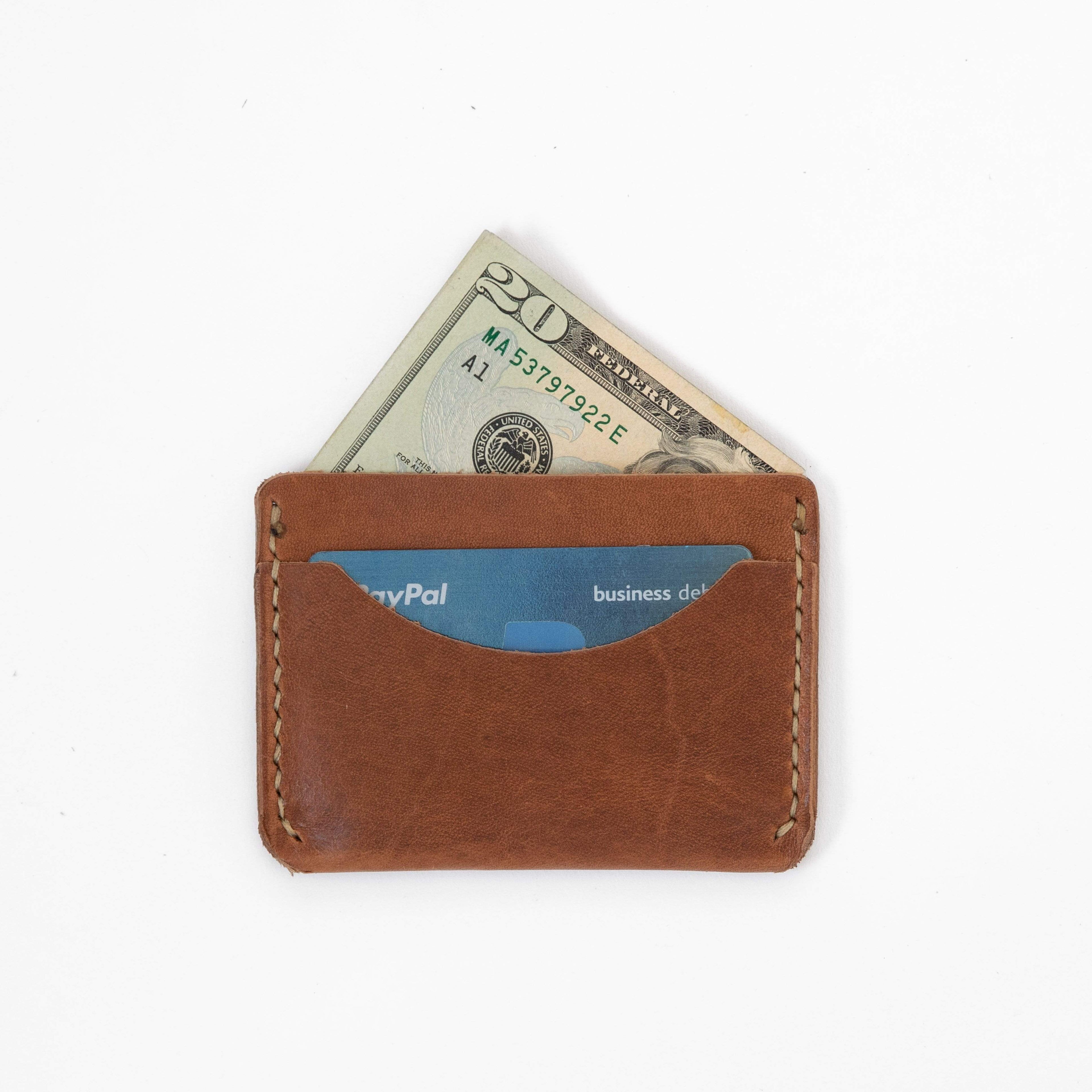 Cognac Card Case- mens leather wallet - leather wallets for women - KMM & Co.