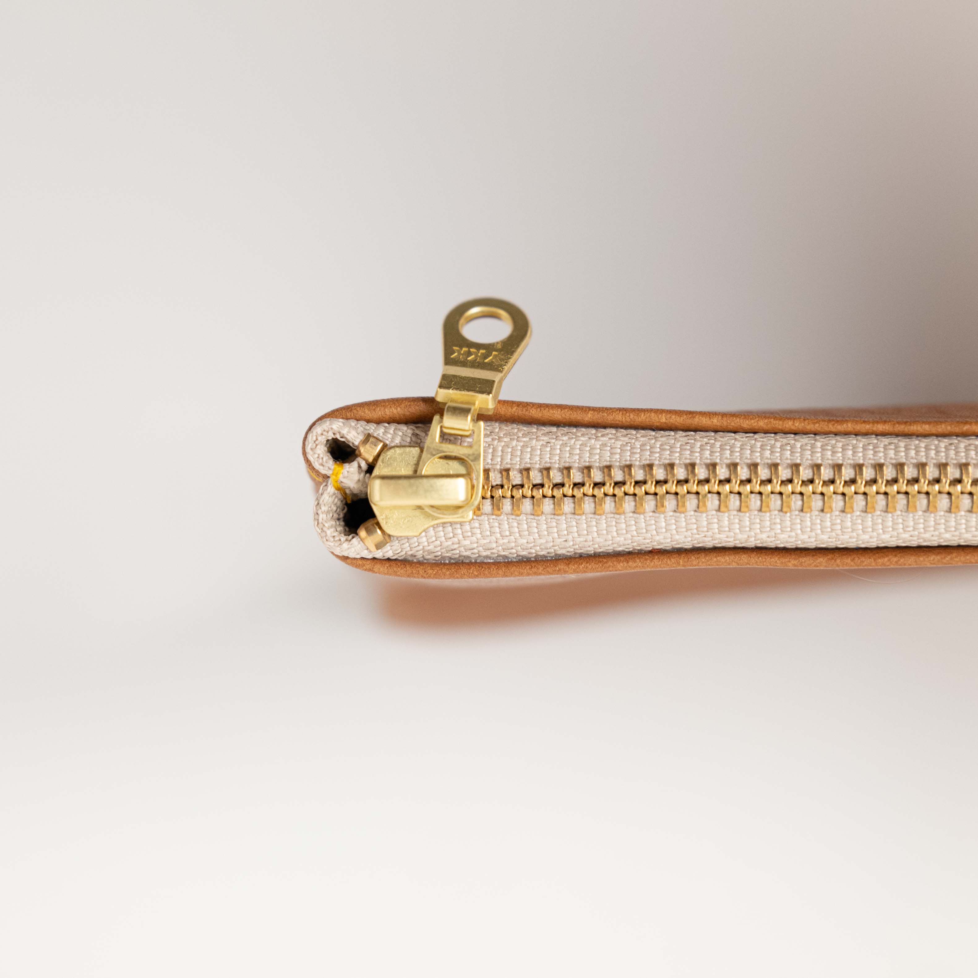 Cognac Cypress Small Zip Pouch- small zipper pouch - leather zipper pouch - KMM & Co.