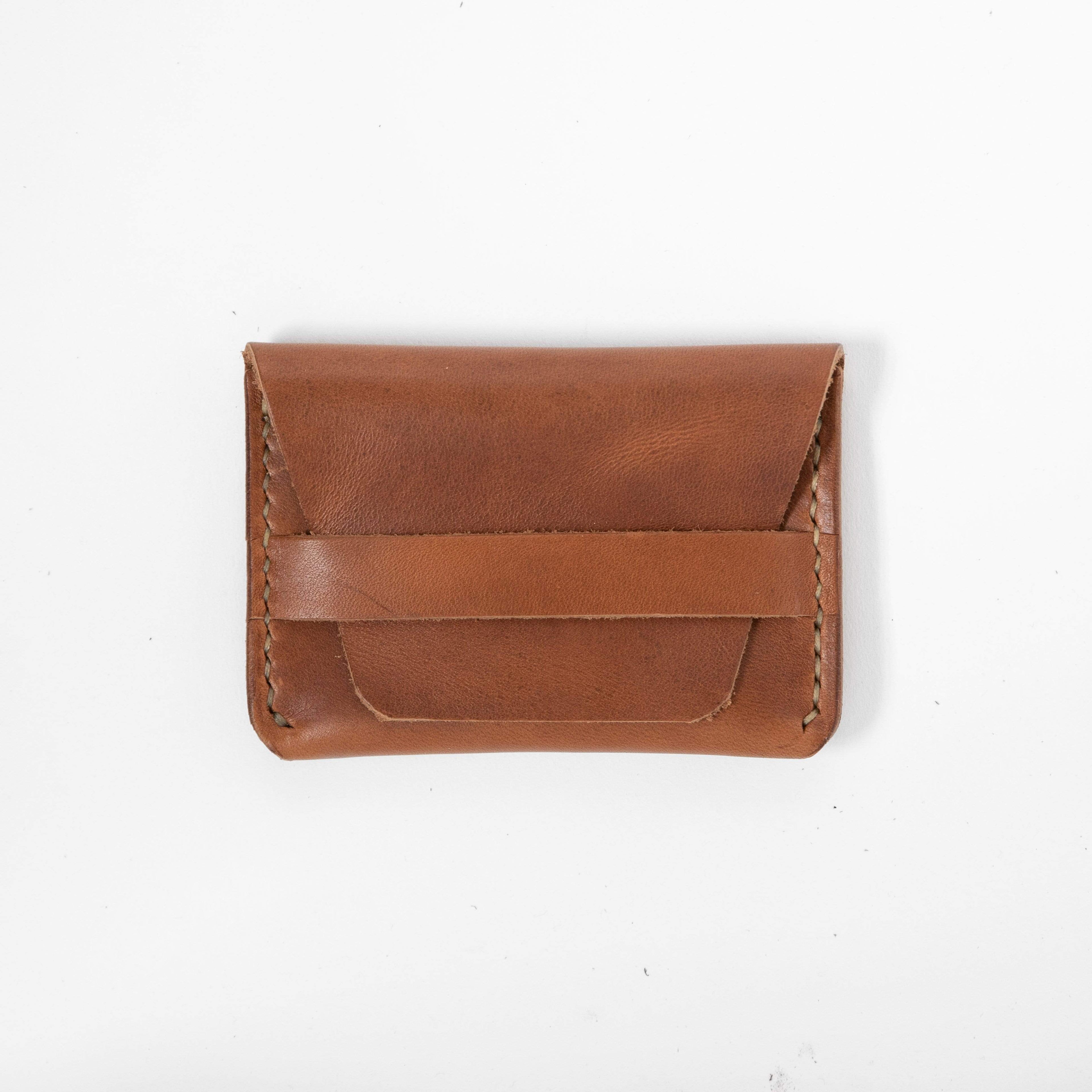 Cognac Flap Wallet- mens leather wallet - handmade leather wallets at KMM &amp; Co.