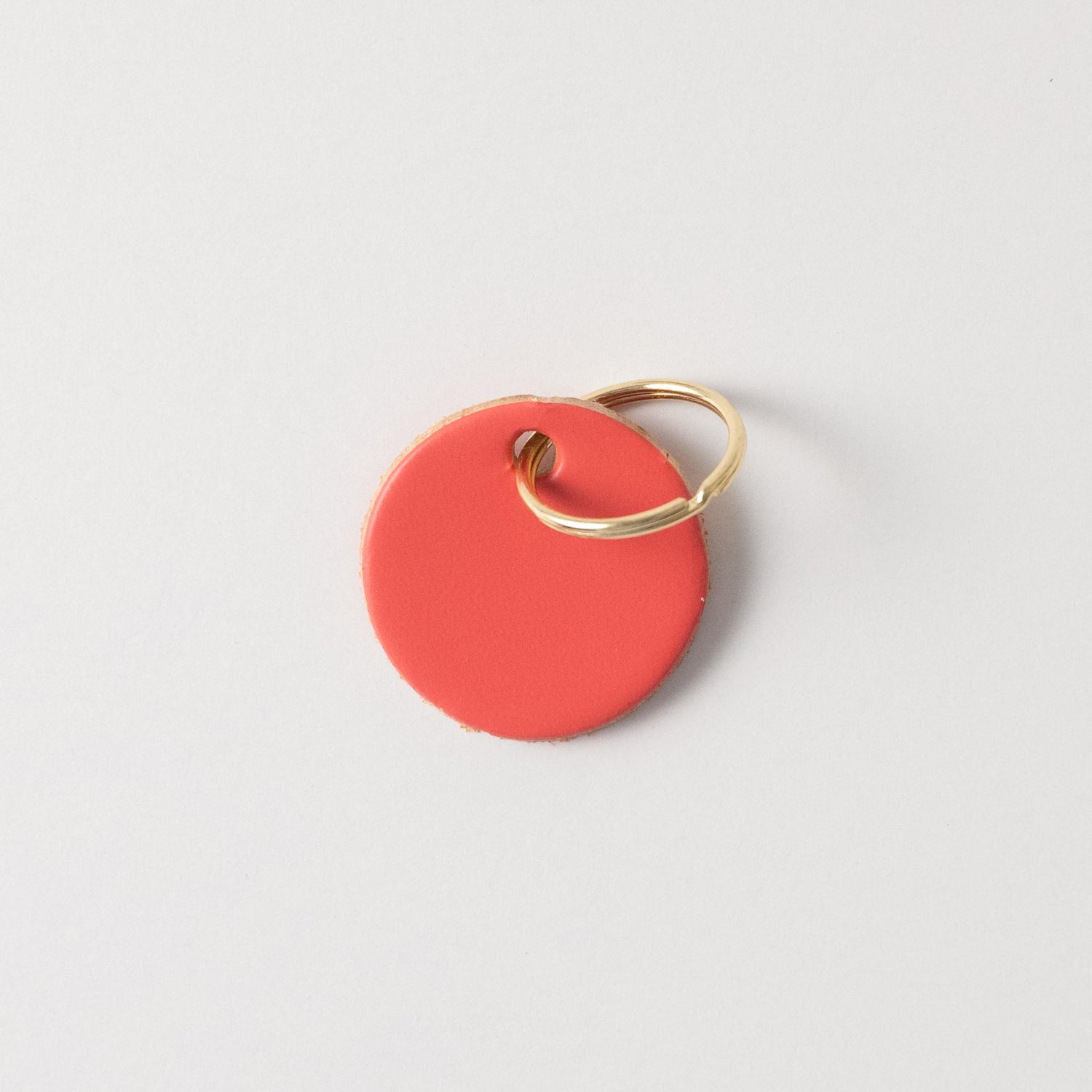 Coral Circle Key Fob- leather keychain - leather key holder - leather key fob - KMM & Co.