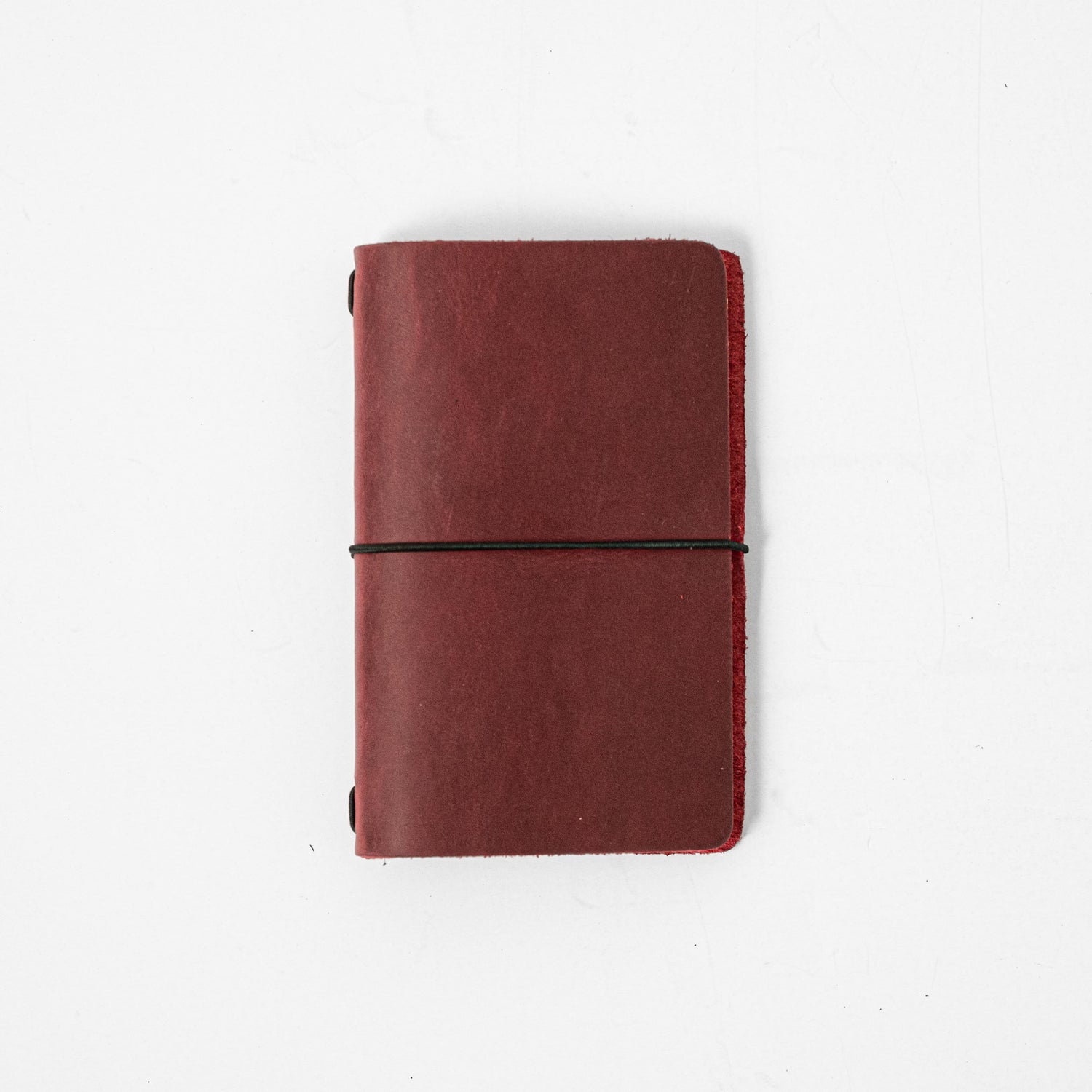 Cranberry Crazy Horse Travel Notebook- leather journal - leather notebook - KMM & Co.