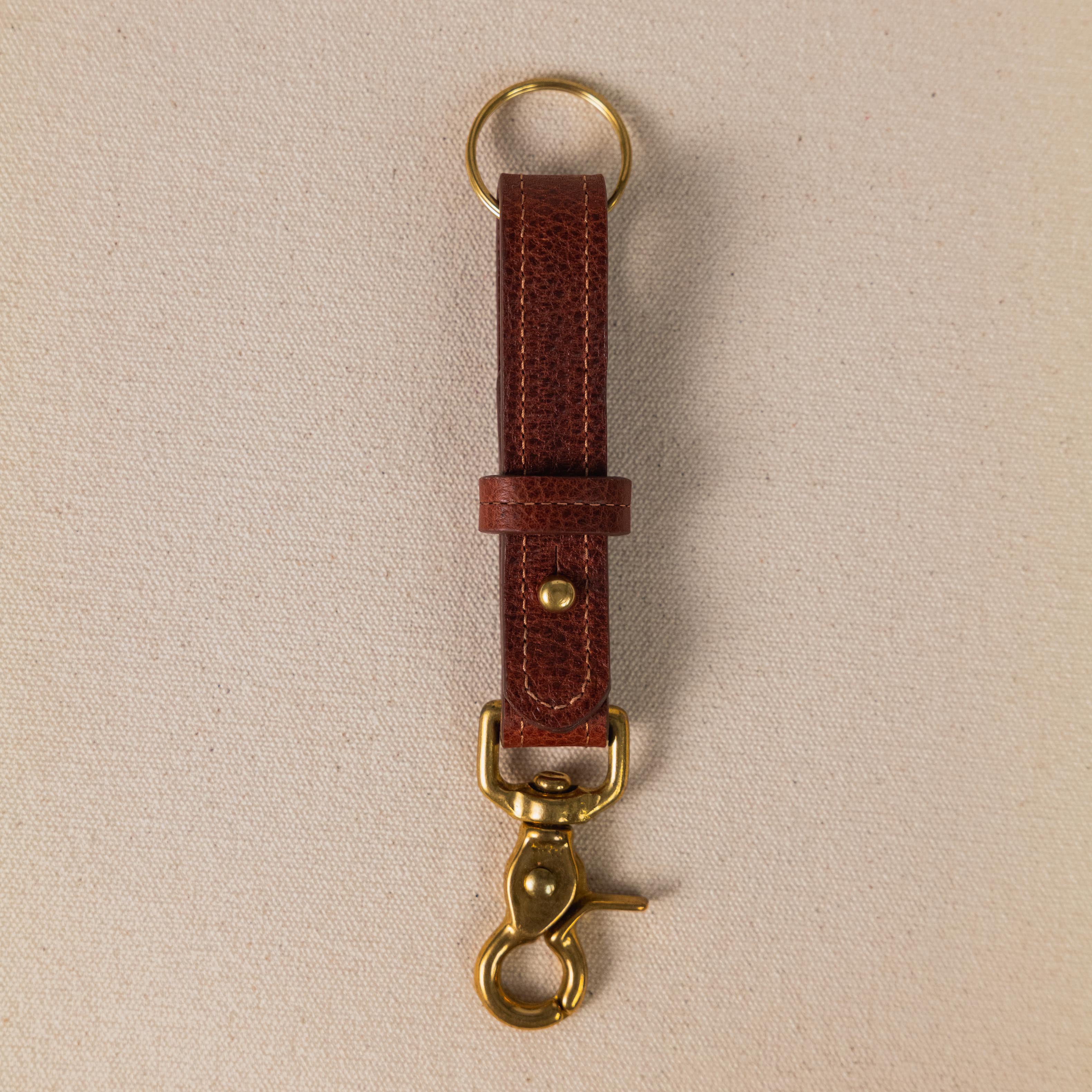 Dark Tan Bulldog Key Lanyard- leather keychain for men and women - KMM & Co.