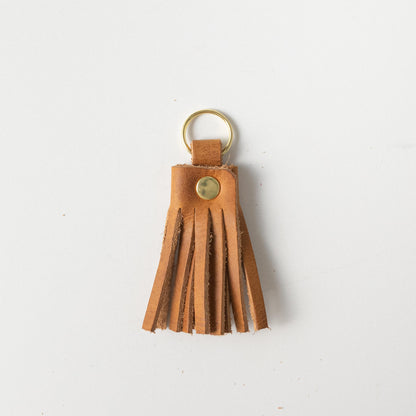 Distressed Ochre Tassel Keychain- leather tassel keychain - KMM &amp; Co.