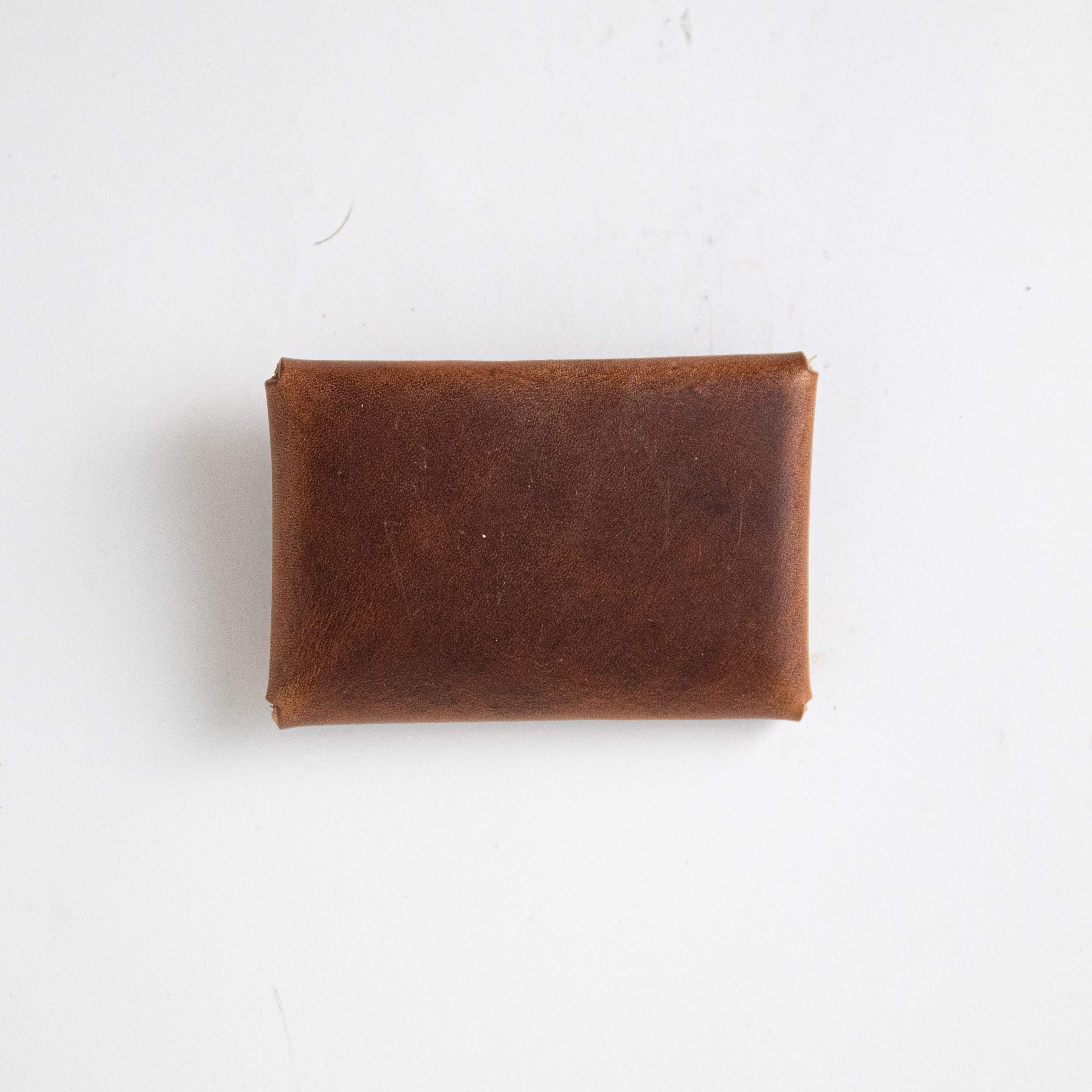 English Tan Card Envelope- card holder wallet - leather wallet made in America at KMM & Co.
