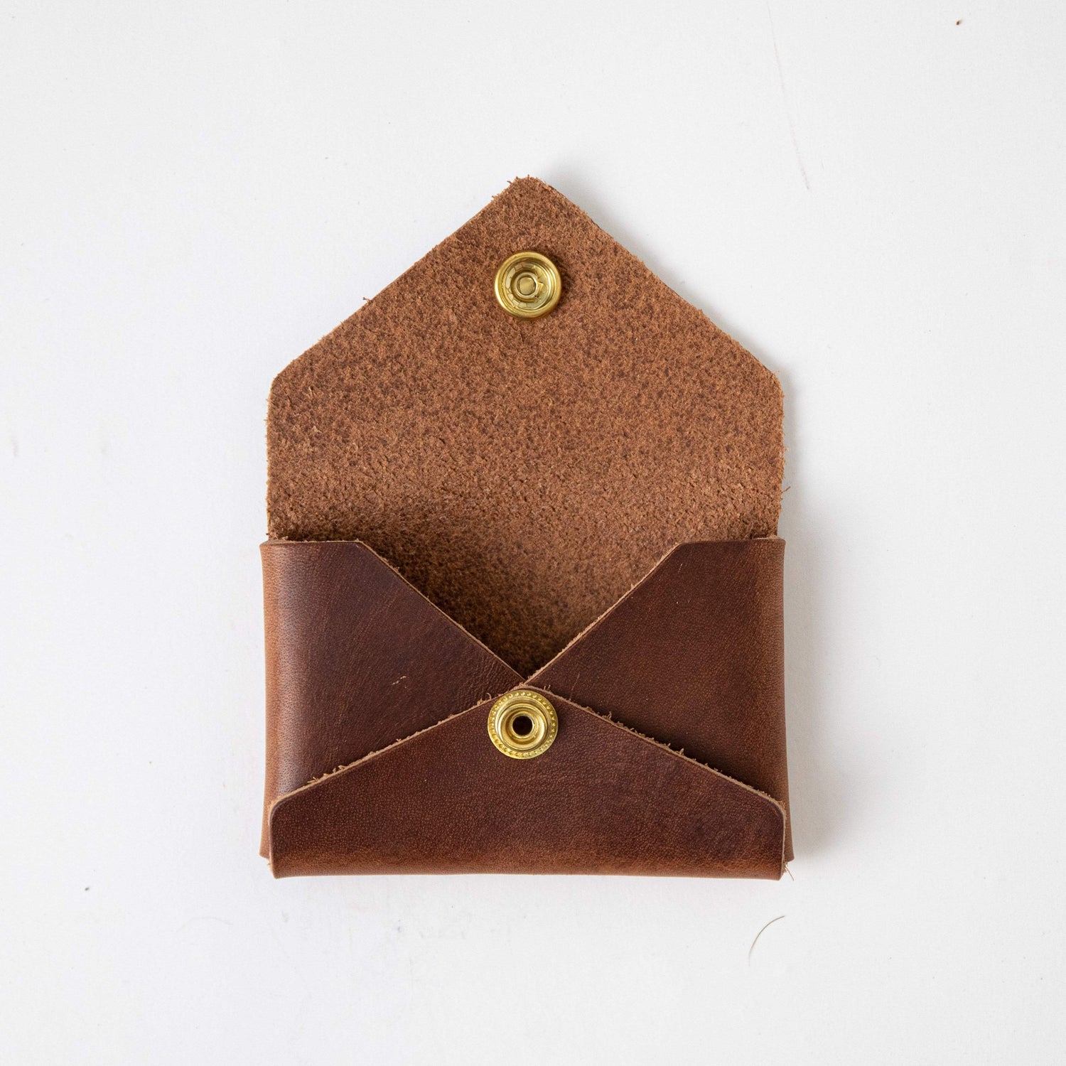 English Tan Card Envelope- card holder wallet - leather wallet made in America at KMM & Co.