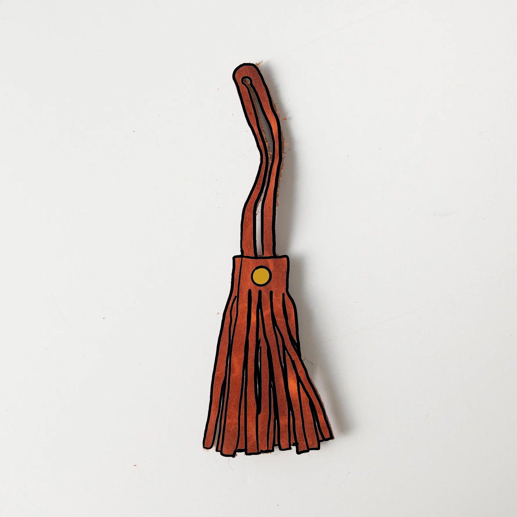 English Tan Derby Leather Tassel- leather tassel keychain - KMM & Co.