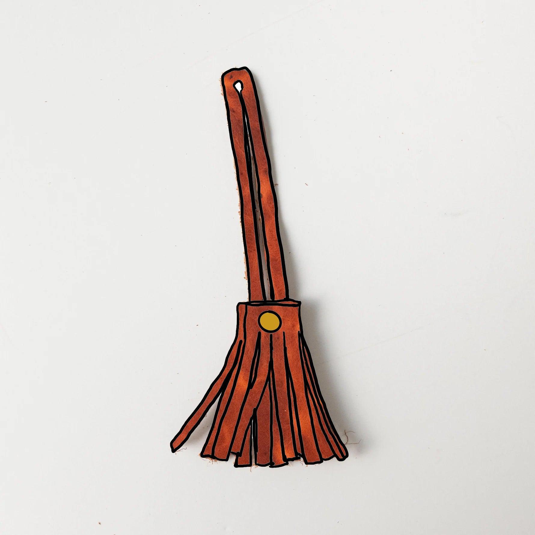English Tan Derby Mini Tassel- leather tassel keychain - KMM & Co.