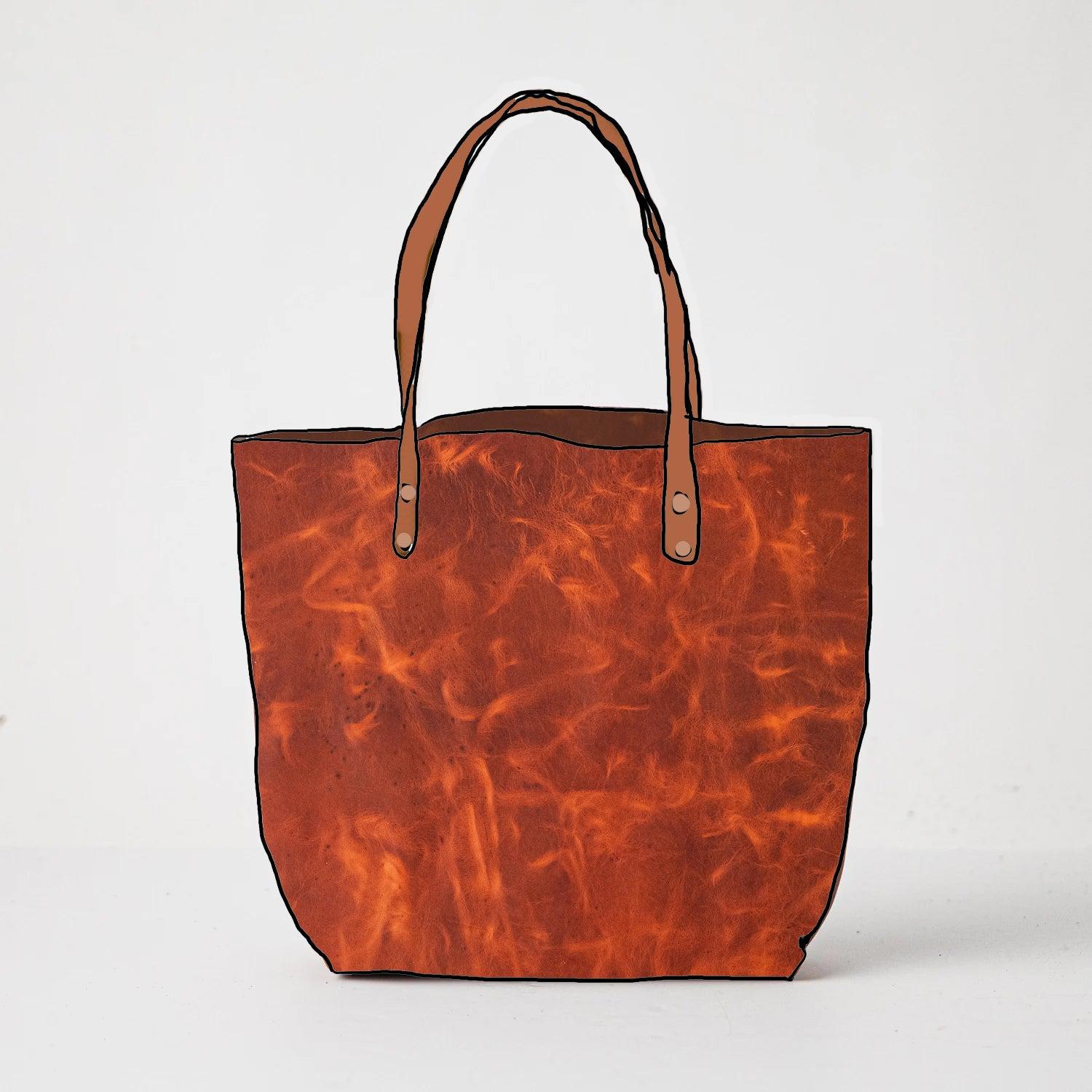 English Tan Derby Tote- brown tote bag handmade in America