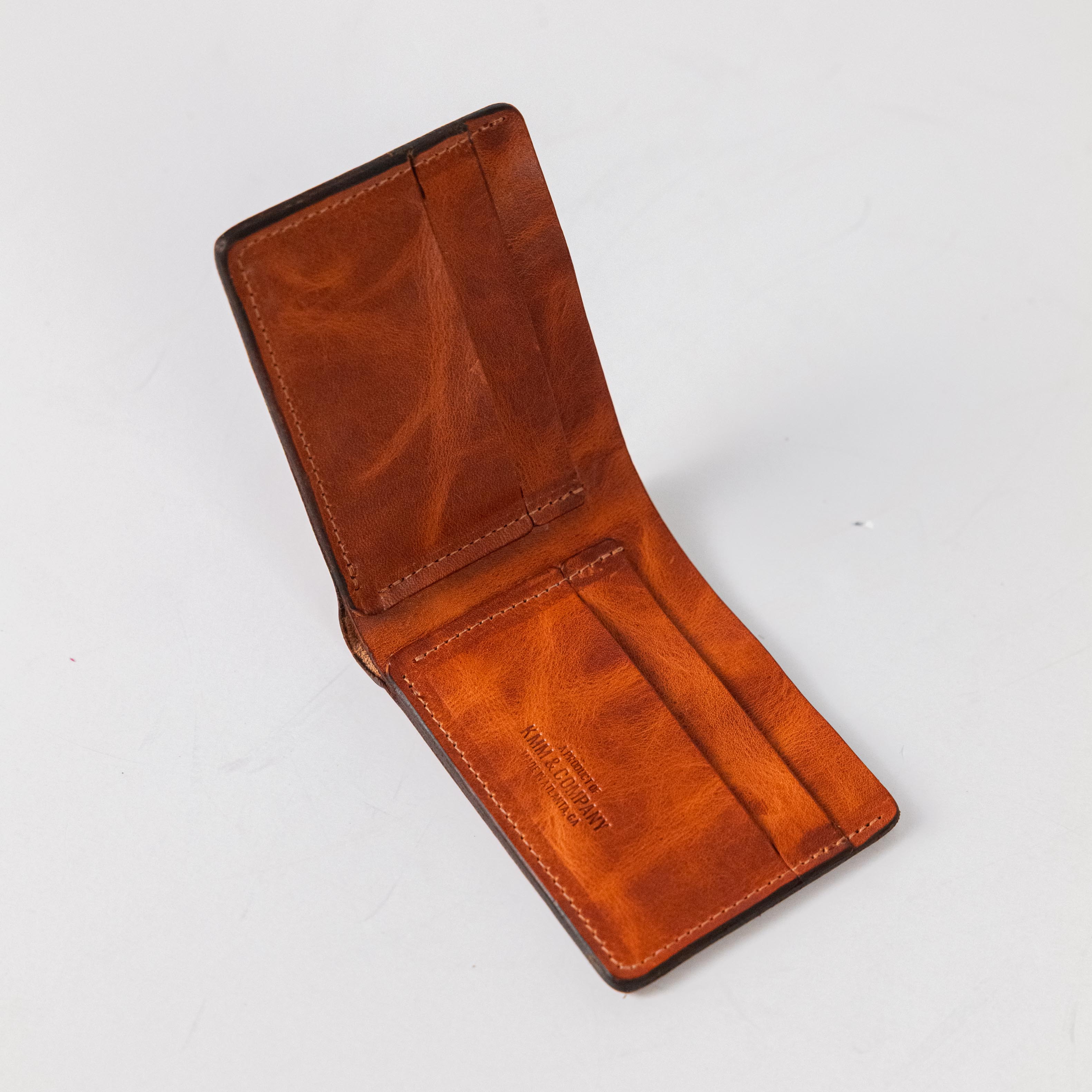 English Tan Dublin Billfold- leather billfold wallet - mens leather bifold wallet - KMM & Co.