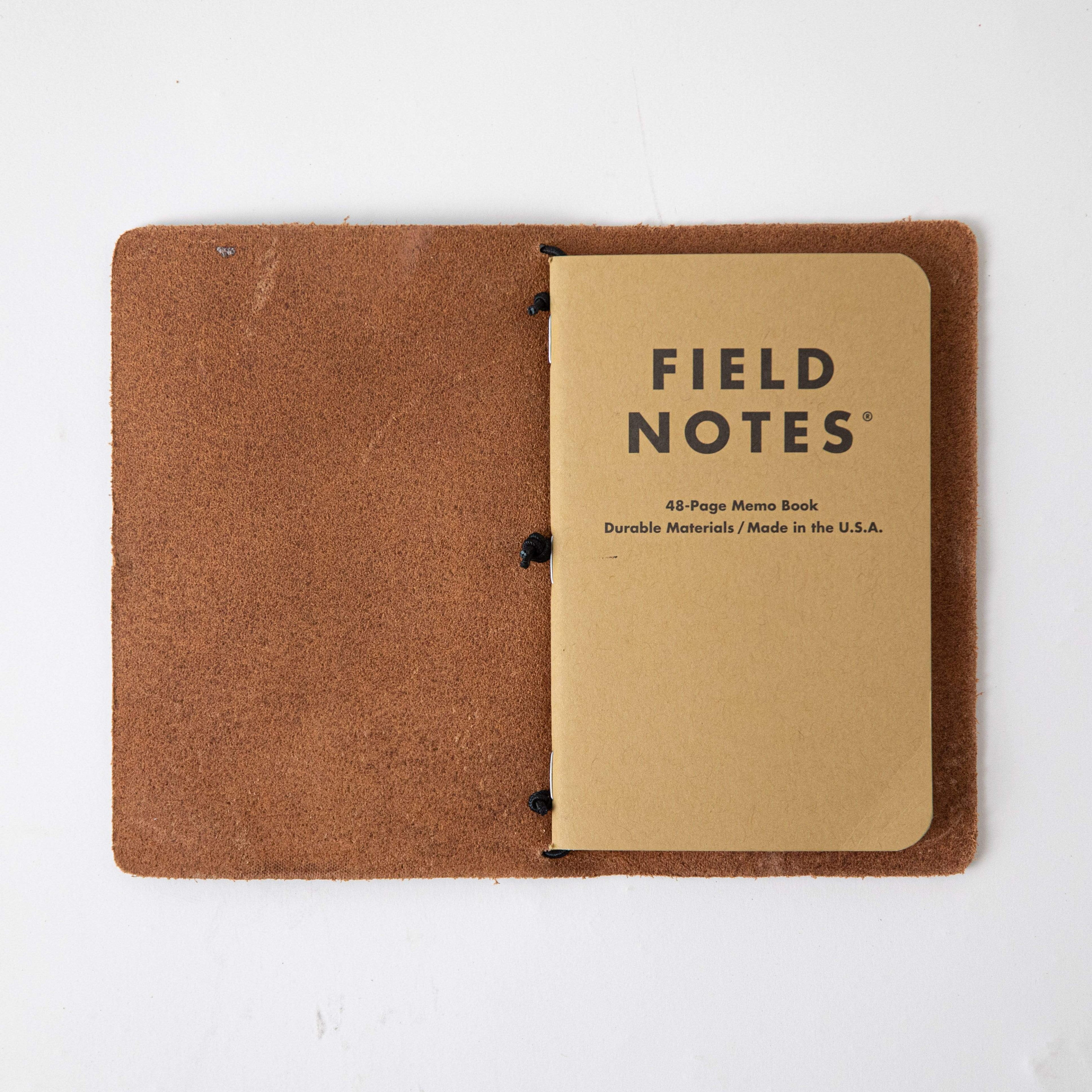 English Tan Travel Notebook- leather journal - leather notebook - KMM & Co.