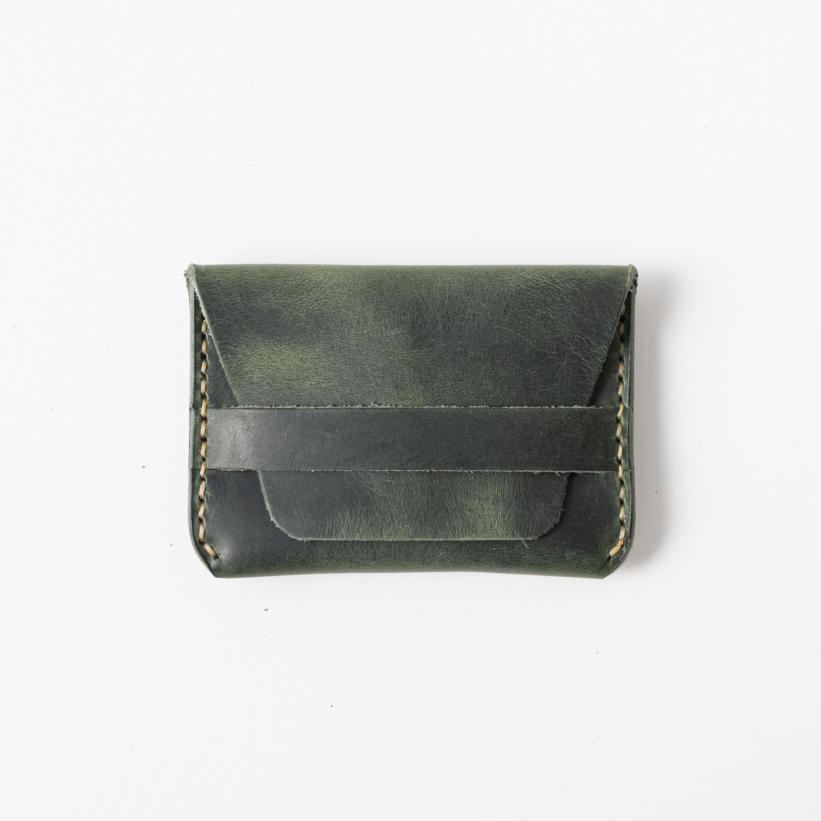 Eucalyptus Flap Wallet- mens leather wallet - handmade leather wallets at KMM &amp; Co.