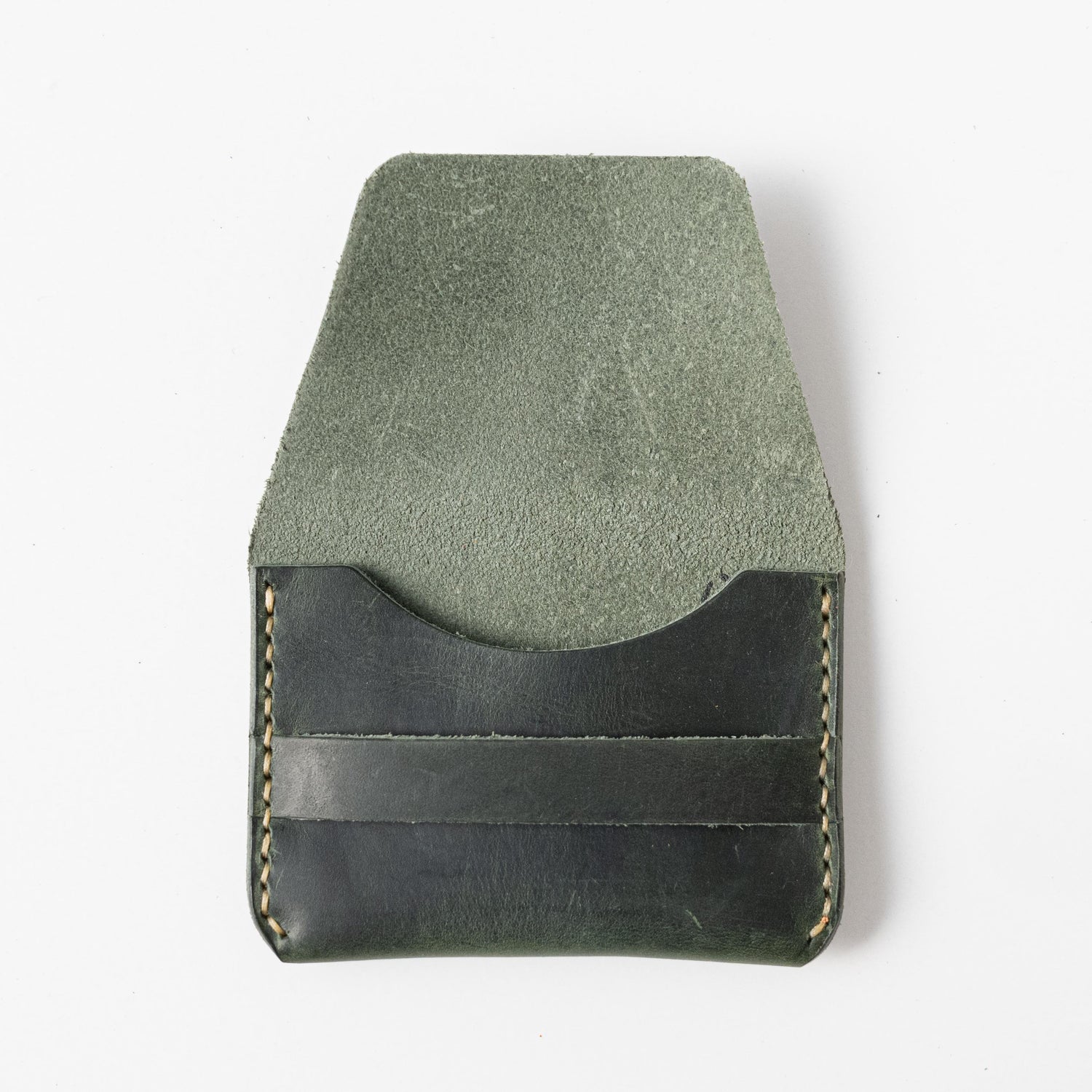 Eucalyptus Flap Wallet- mens leather wallet - handmade leather wallets at KMM & Co.