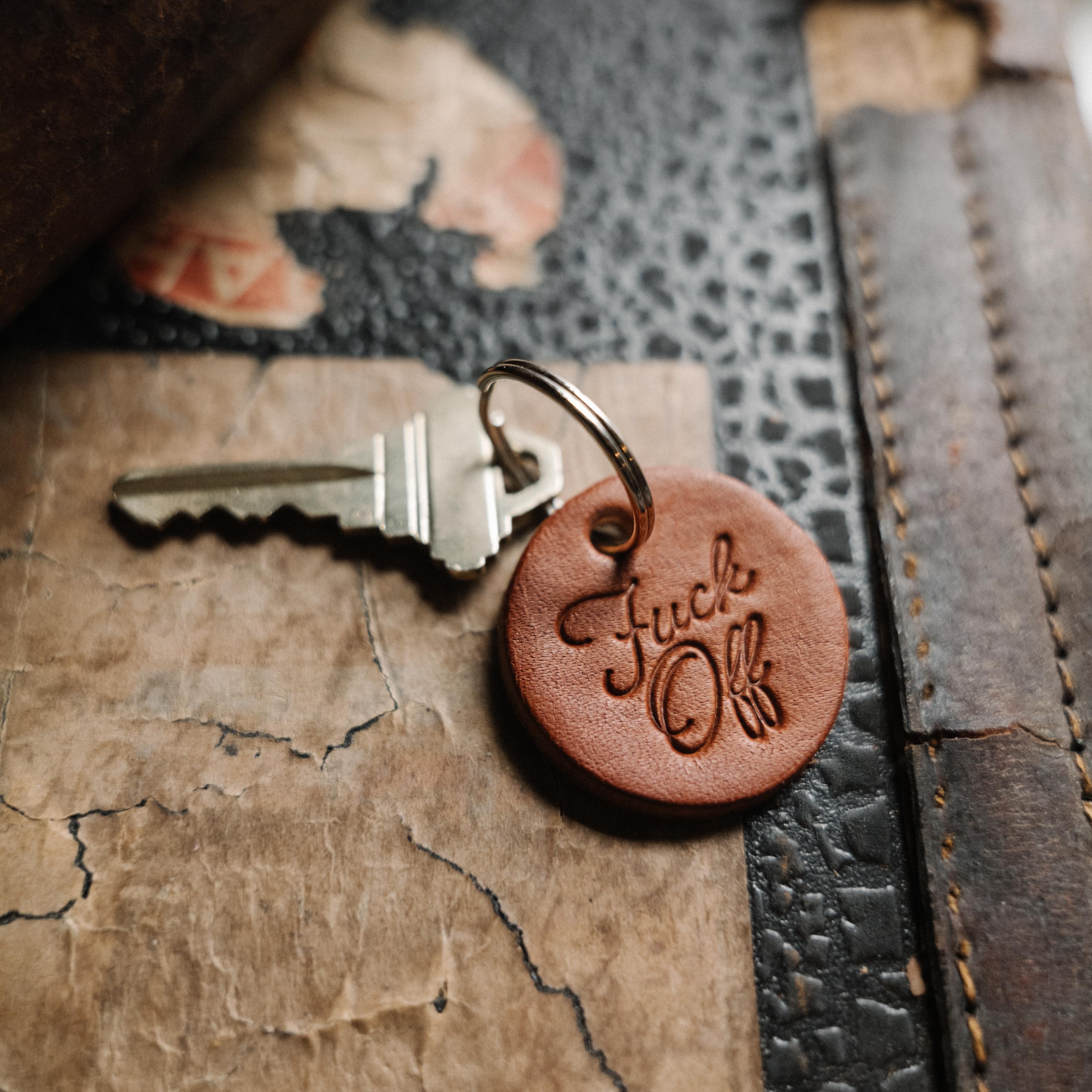 F-Off Key Fob- leather keychain - leather key holder - leather key fob - KMM & Co.