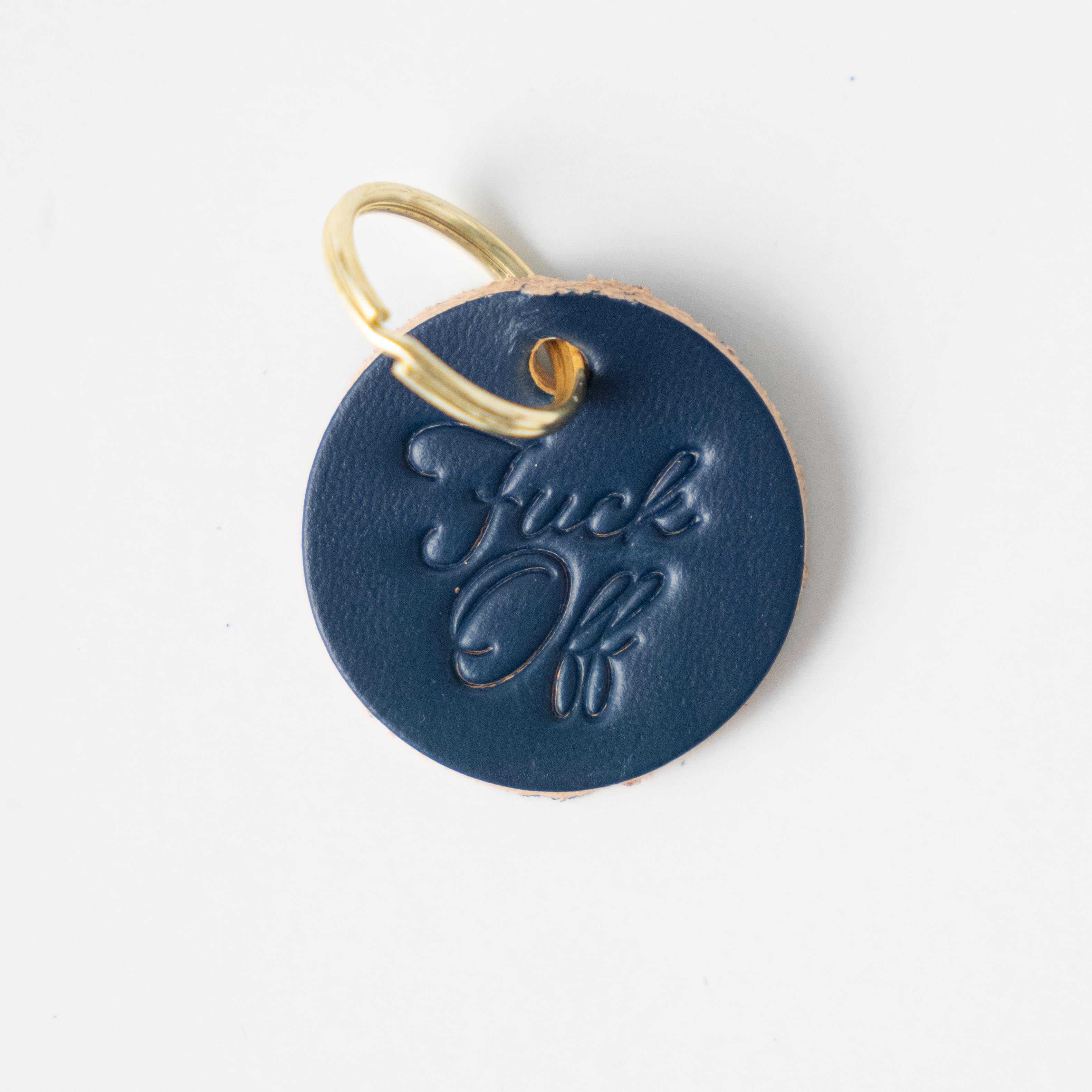 F*ck Off Circle Key Fob- leather keychain - leather key holder - leather key fob - KMM & Co.