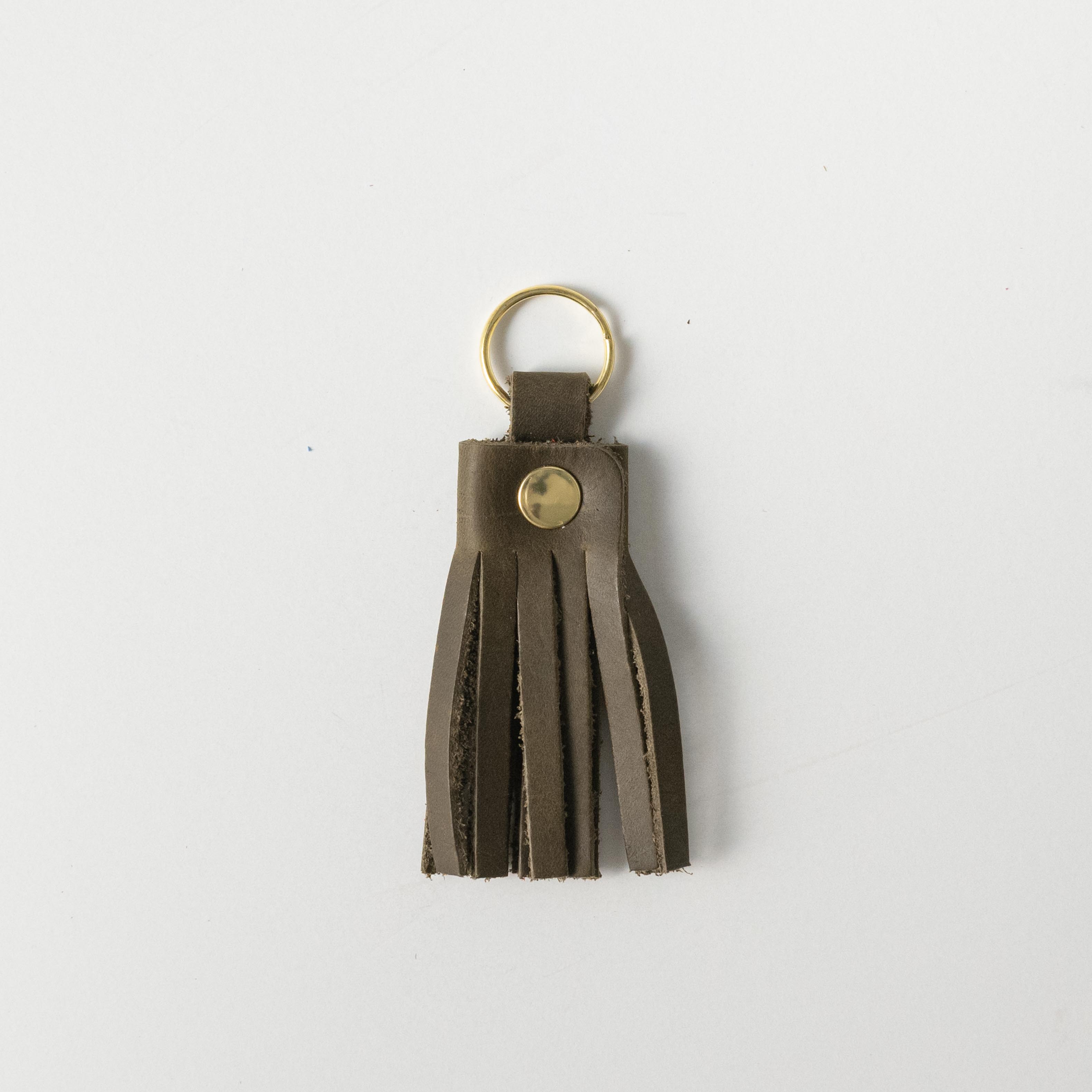 Forest Green Tassel Keychain- leather tassel keychain - KMM & Co.
