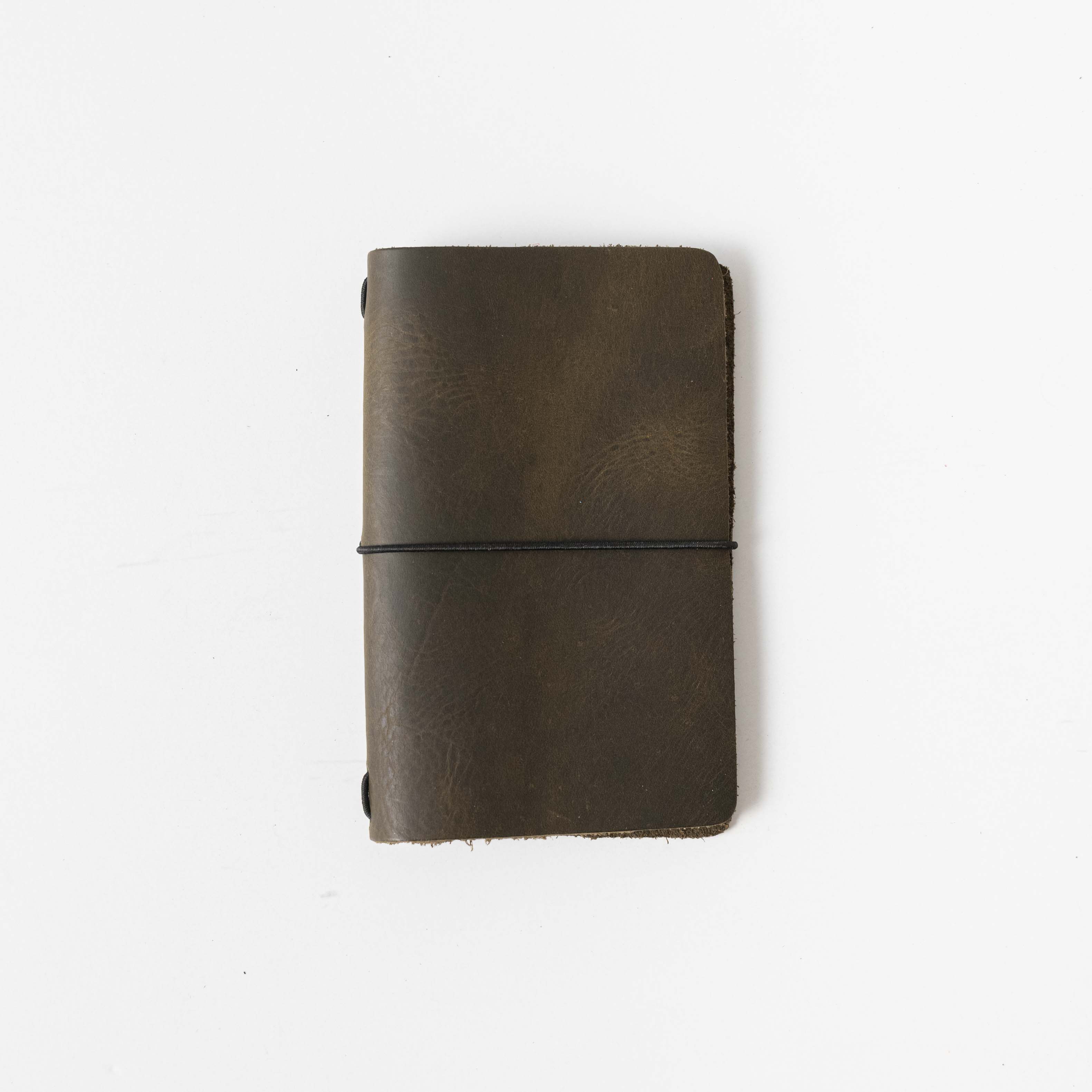 Forest Green Travel Notebook- leather journal - leather notebook - KMM & Co.