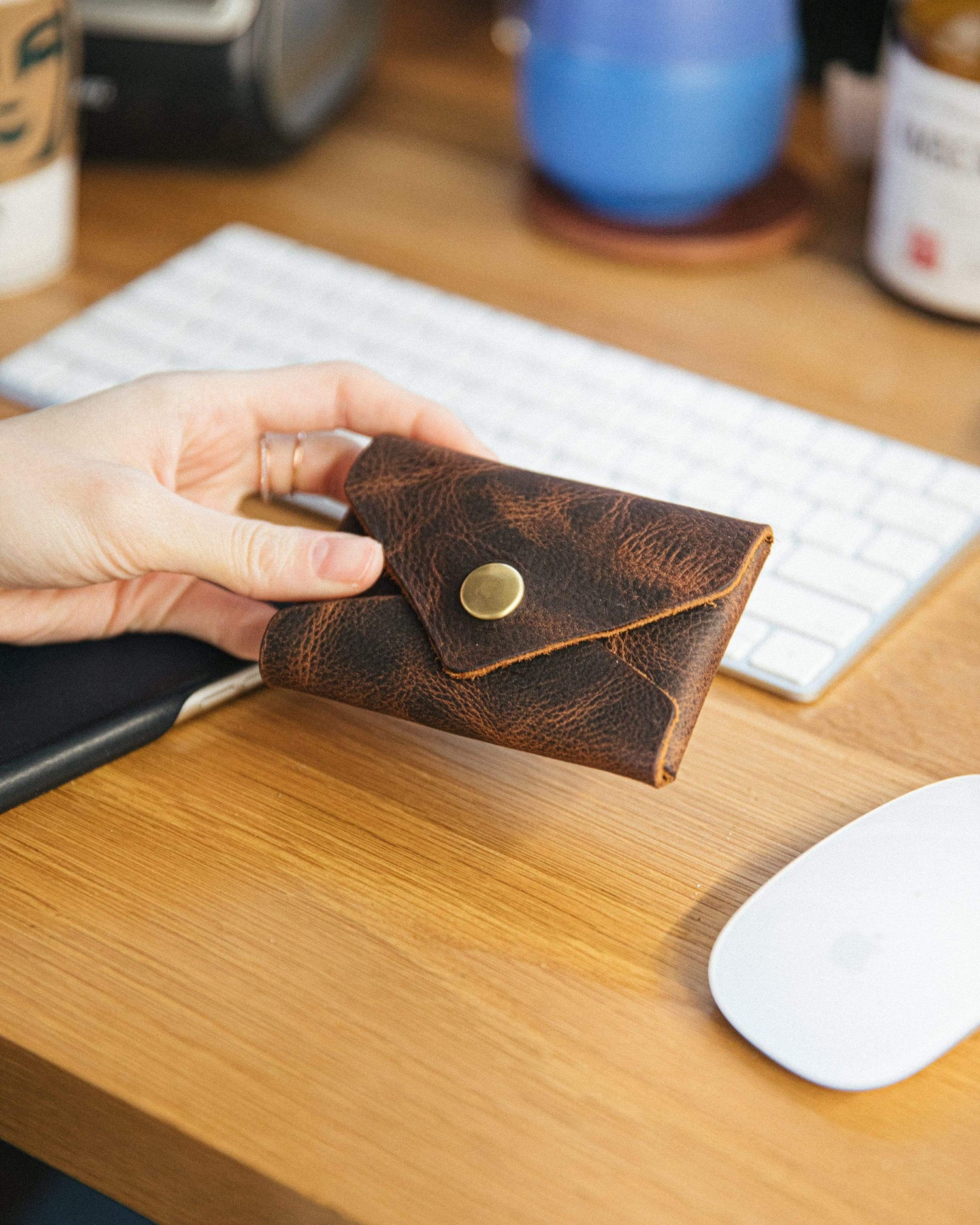 Get a free card envelope!- card holder wallet - leather wallet made in America at KMM & Co.