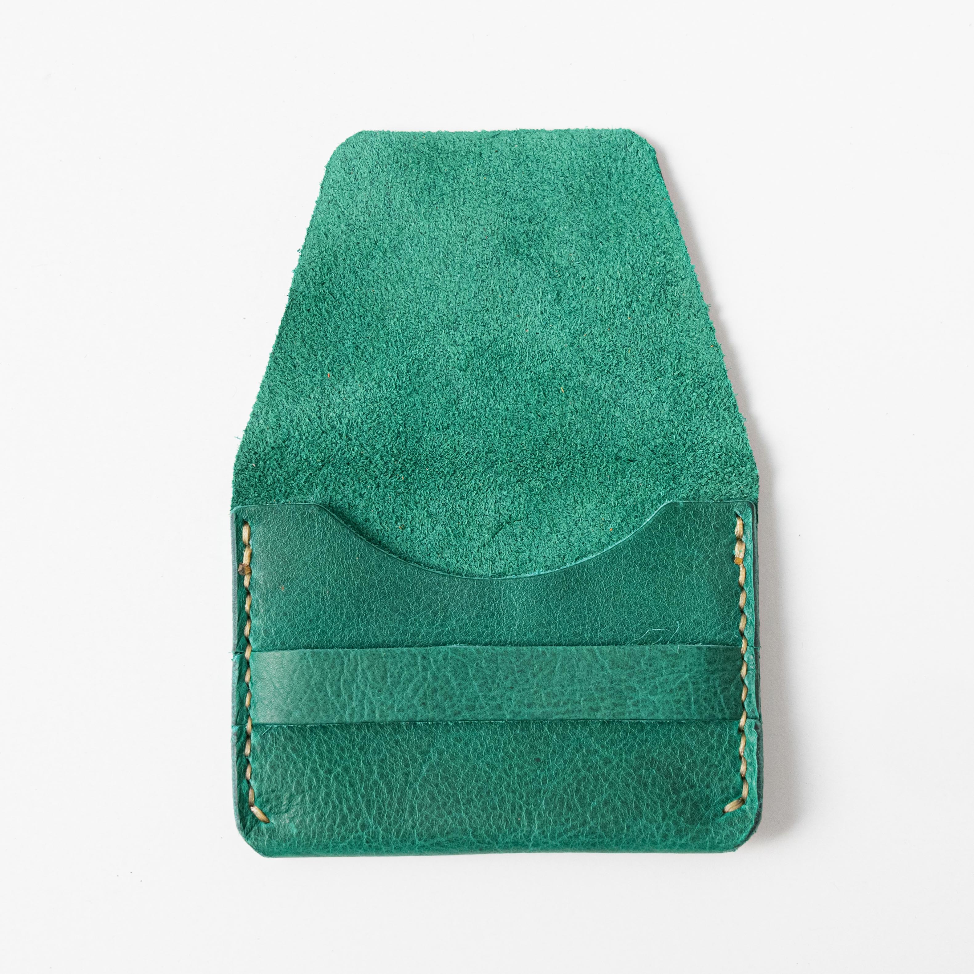 Green Bison Flap Wallet- mens leather wallet - handmade leather wallets at KMM & Co.