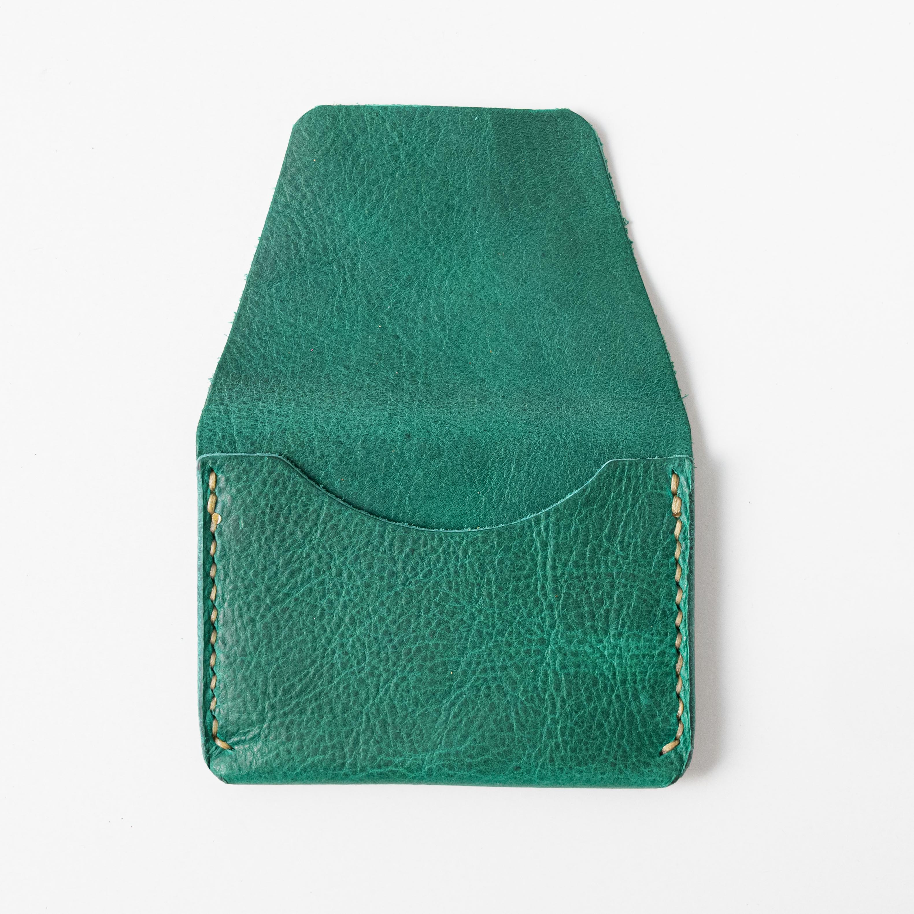 Green Bison Flap Wallet- mens leather wallet - handmade leather wallets at KMM & Co.