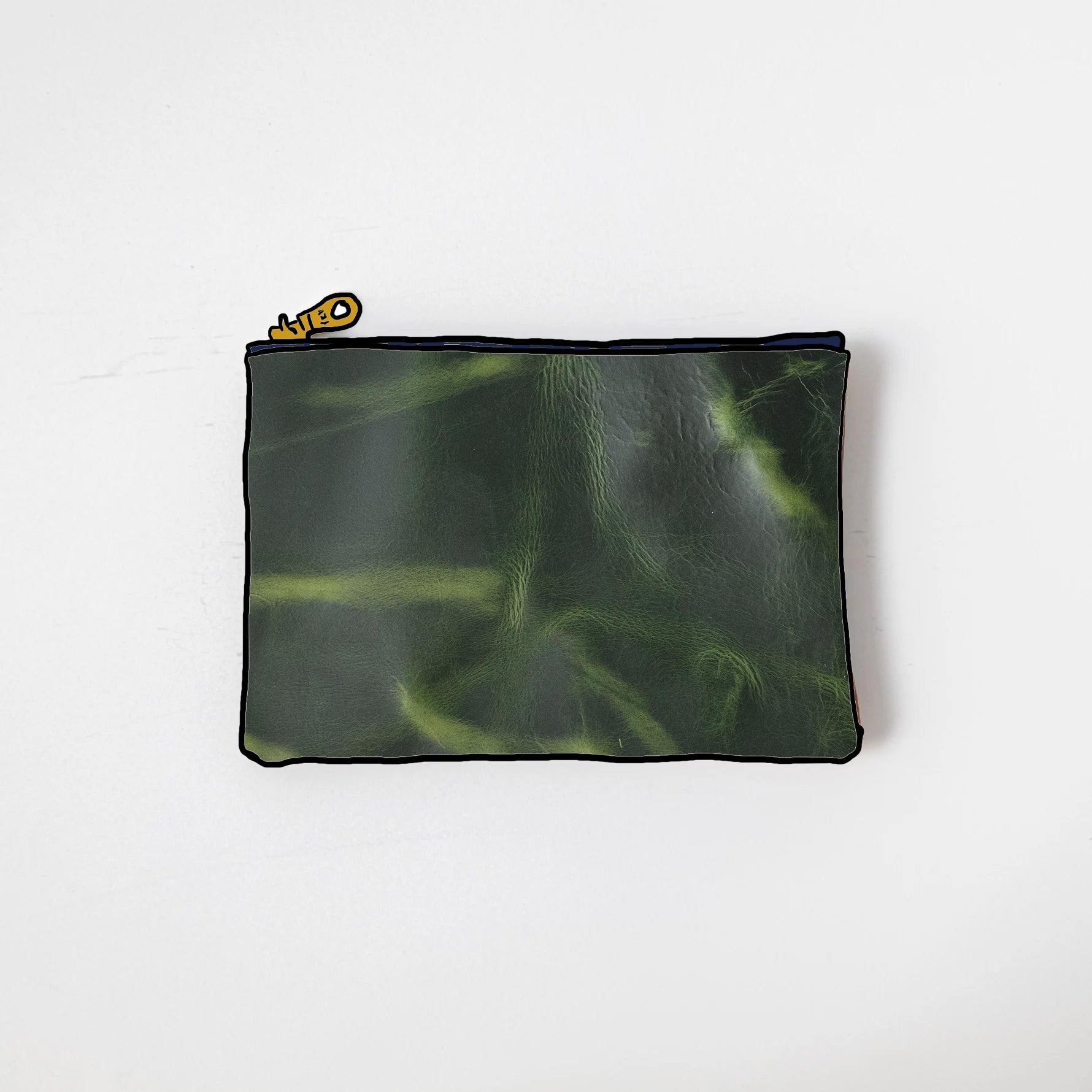 Green Cheaha Small Zip Pouch- small zipper pouch - leather zipper pouch - KMM &amp; Co.