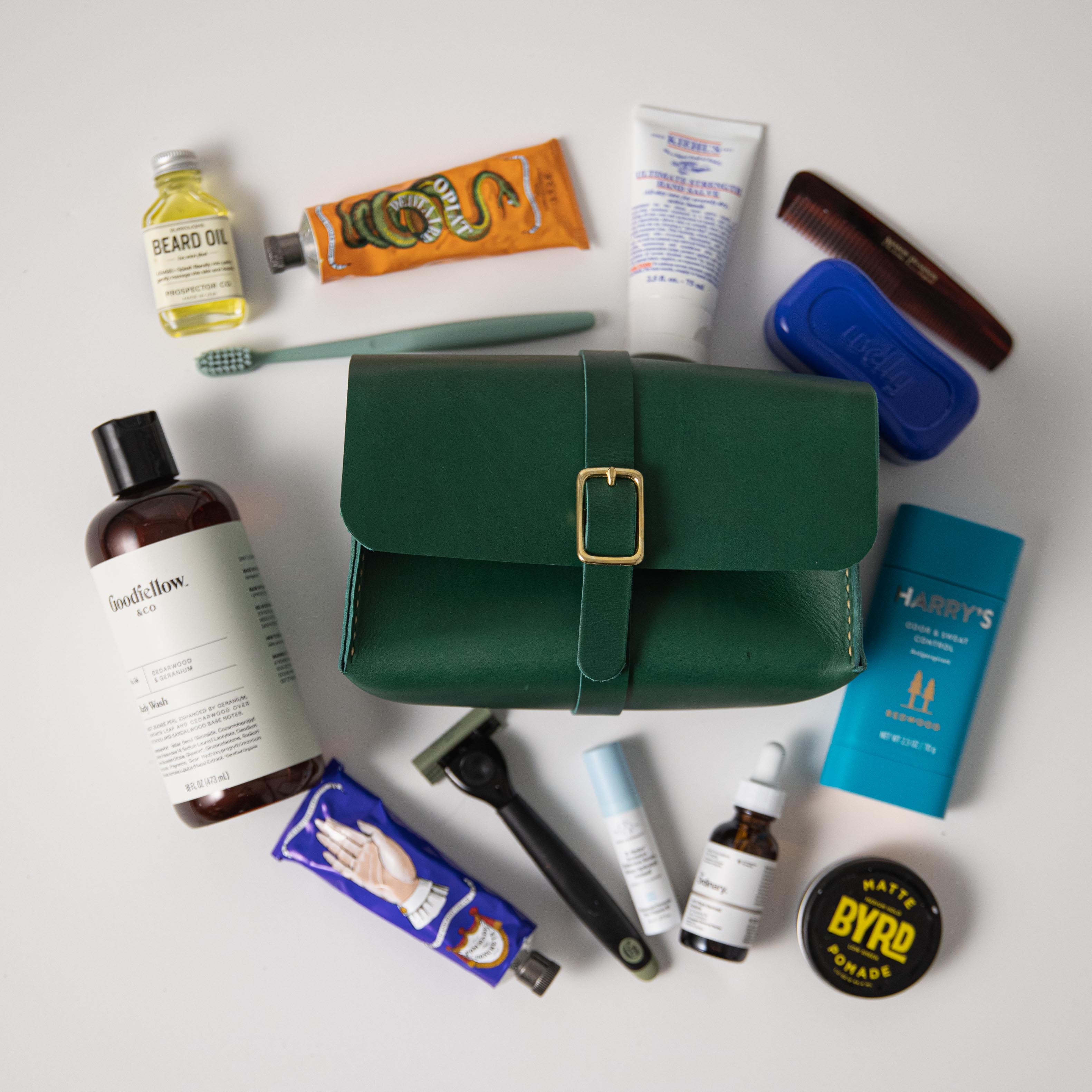 Green Dopp Kit- mens toiletry bag - KMM & Co.