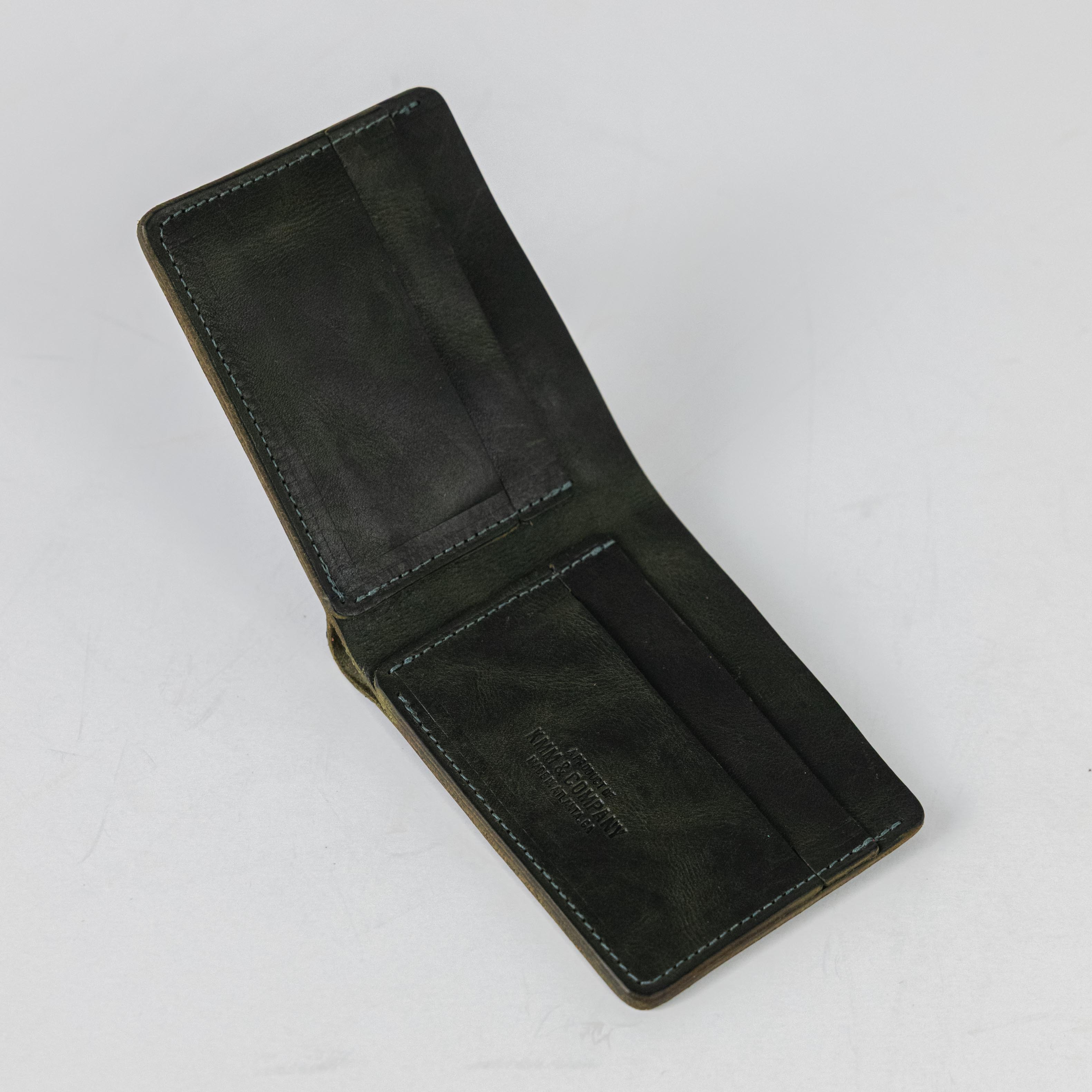 Green Dublin Billfold- leather billfold wallet - mens leather bifold wallet - KMM & Co.