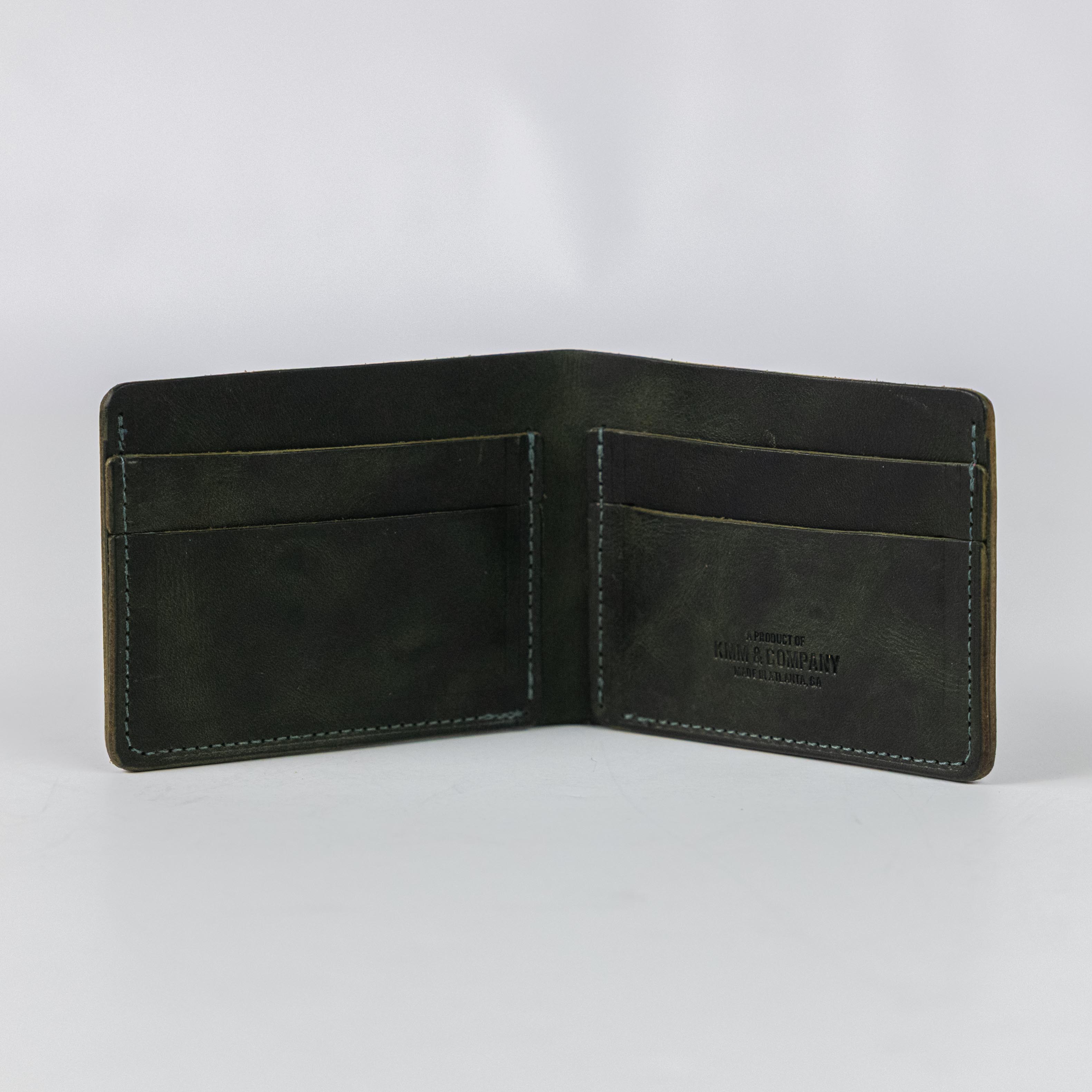 Green Dublin Billfold- leather billfold wallet - mens leather bifold wallet - KMM & Co.