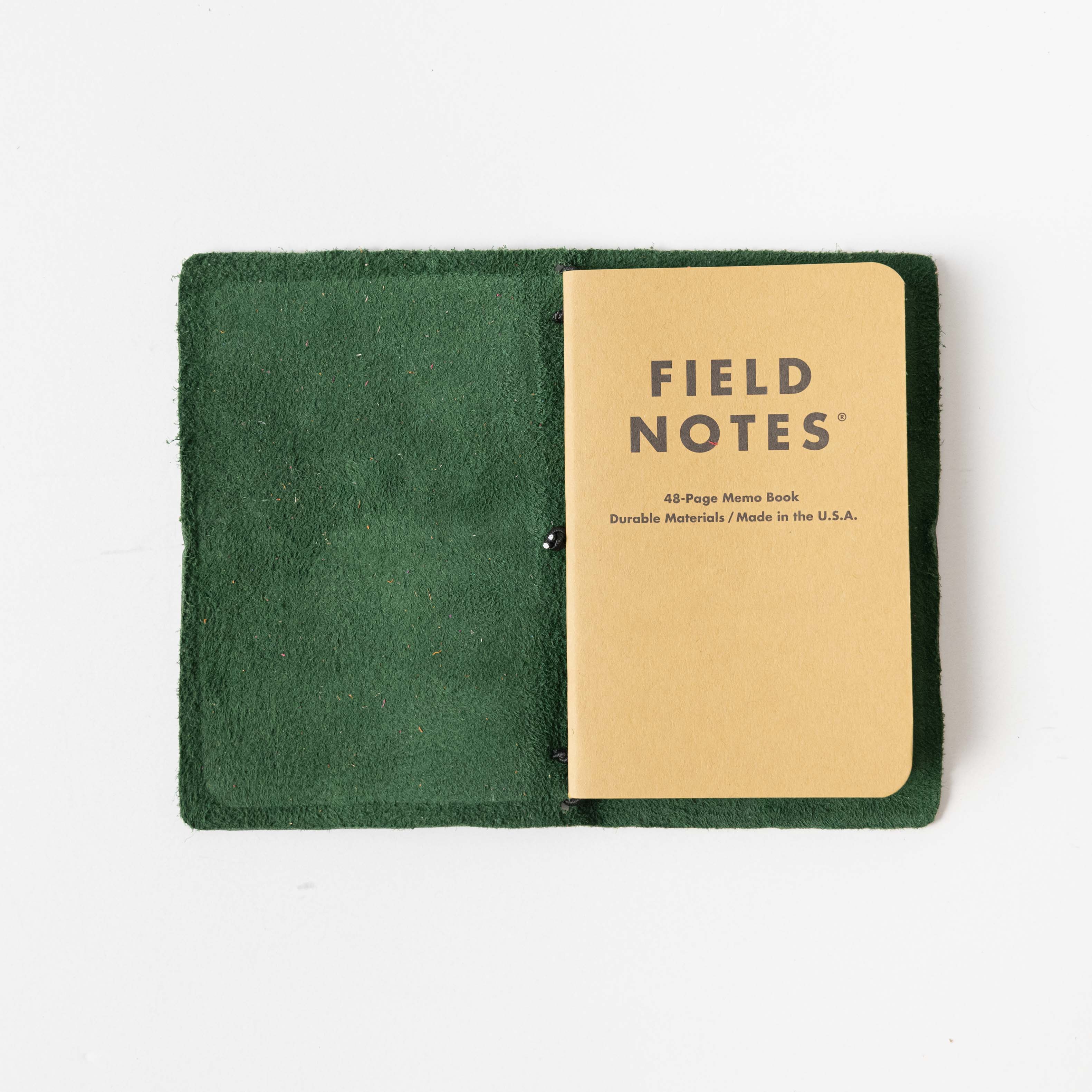 Green Kodiak Travel Notebook- leather journal - leather notebook - KMM & Co.
