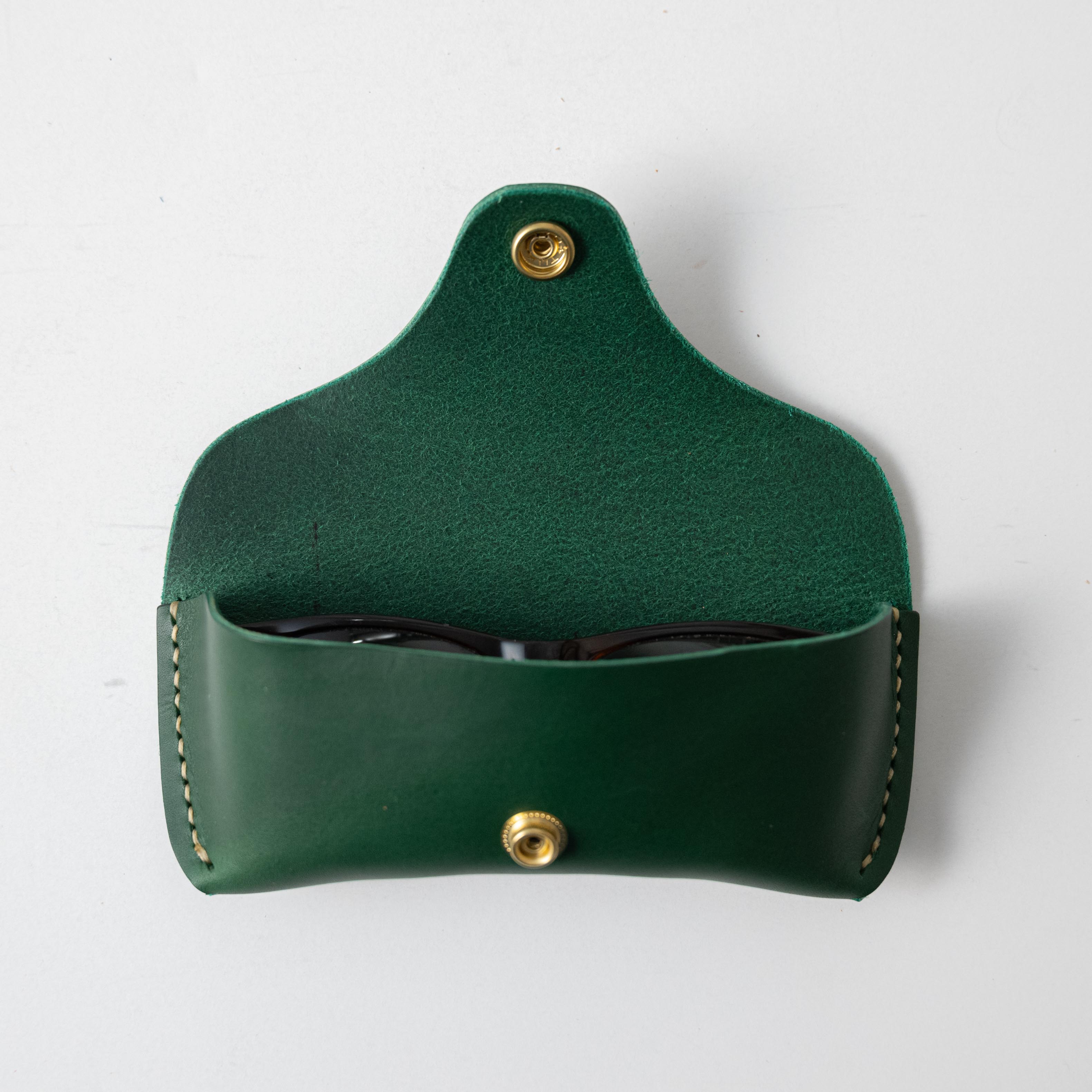 Green Sunglasses Case- leather glasses case - KMM & Co.