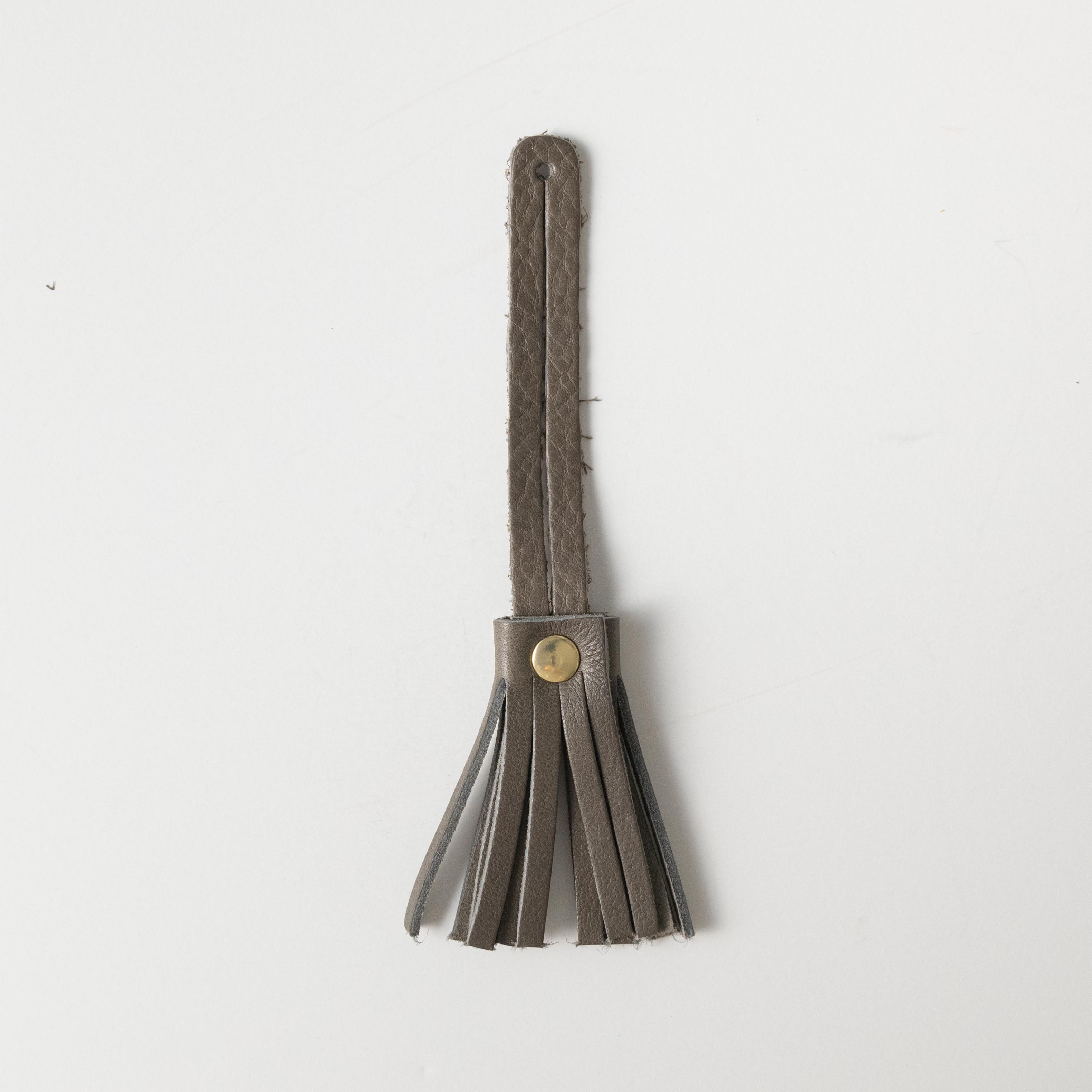 Grey Cypress Mini Tassel- leather tassel keychain - KMM & Co.