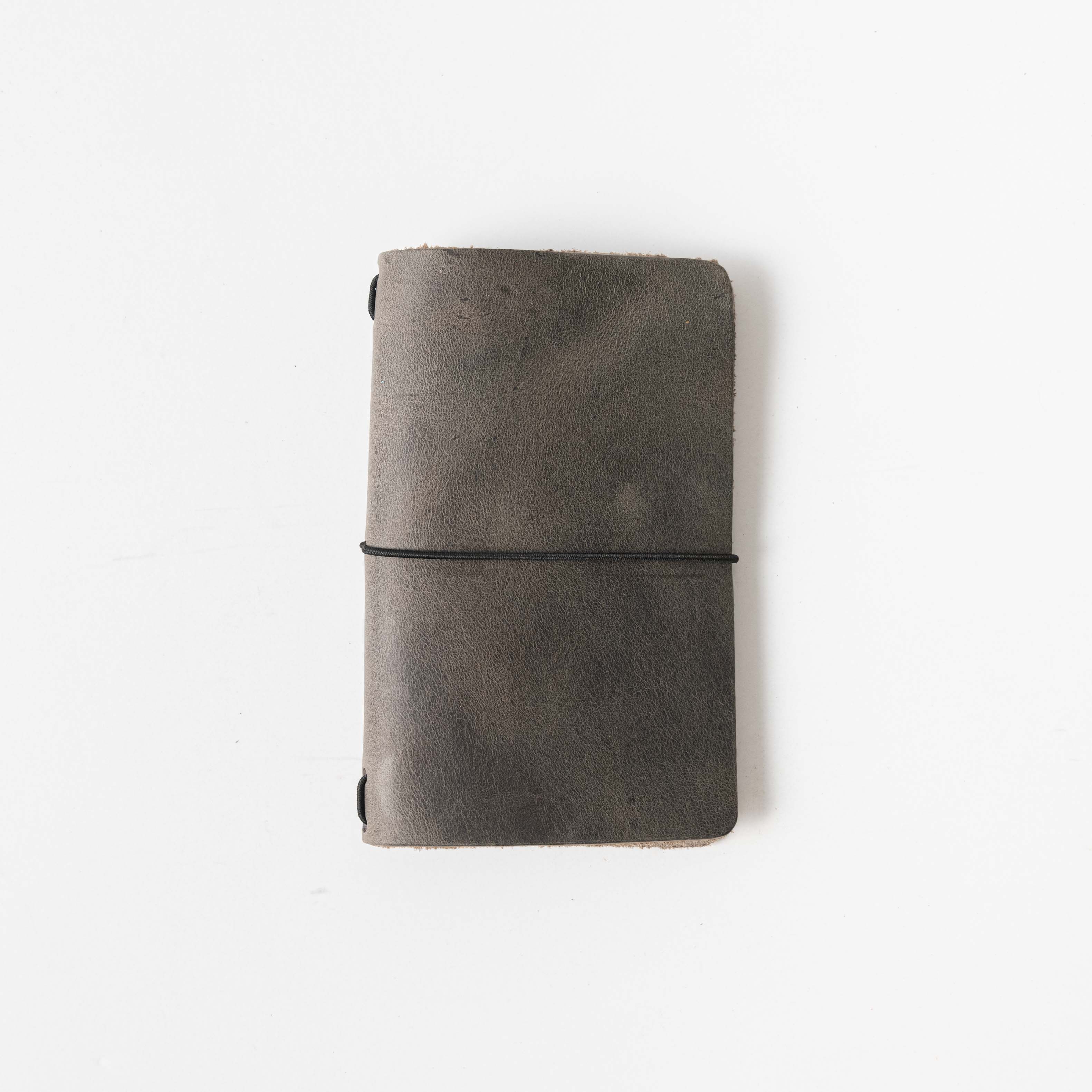 Grey Sky Travel Notebook- leather journal - leather notebook - KMM & Co.