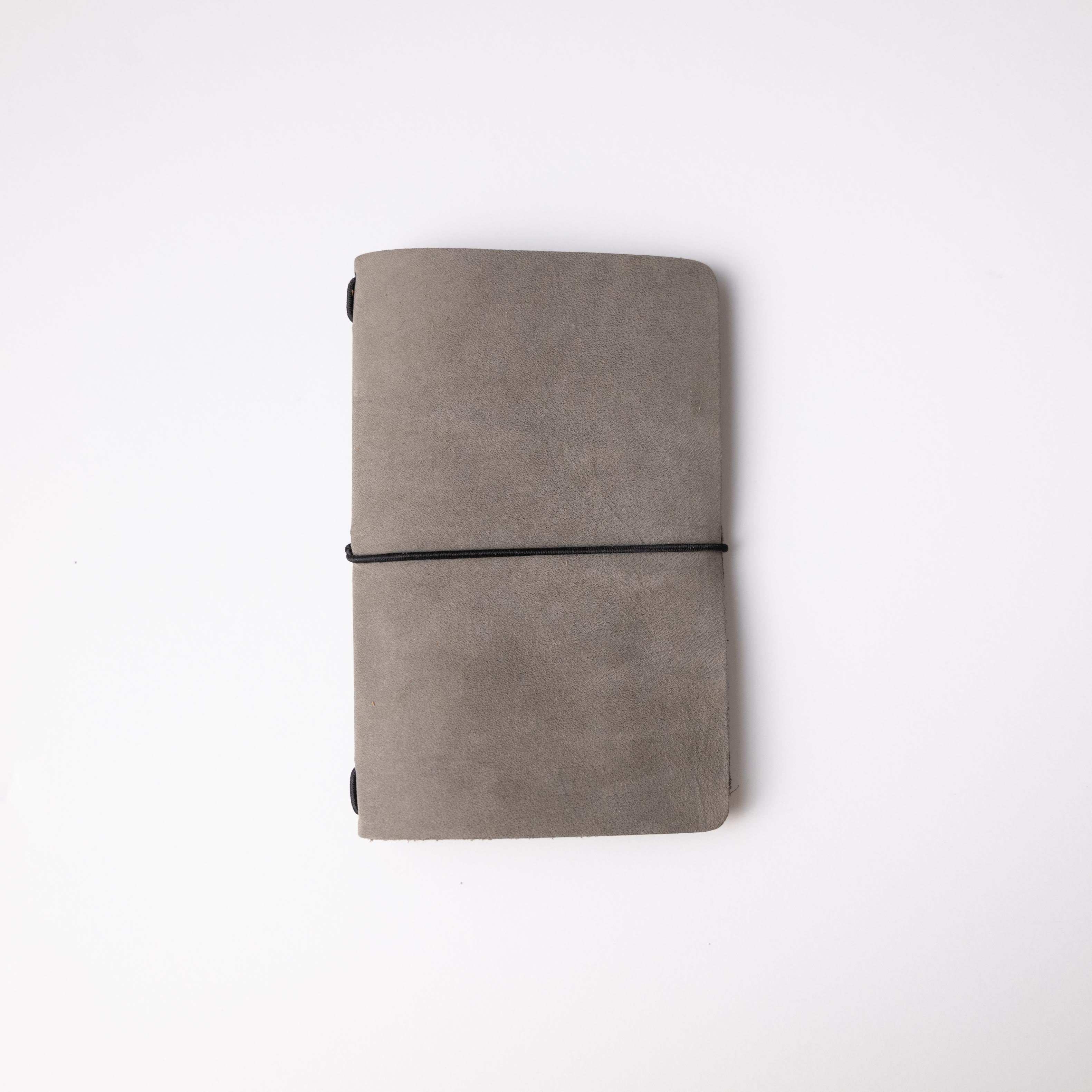 Grey Suede Travel Notebook- leather journal - leather notebook - KMM & Co.