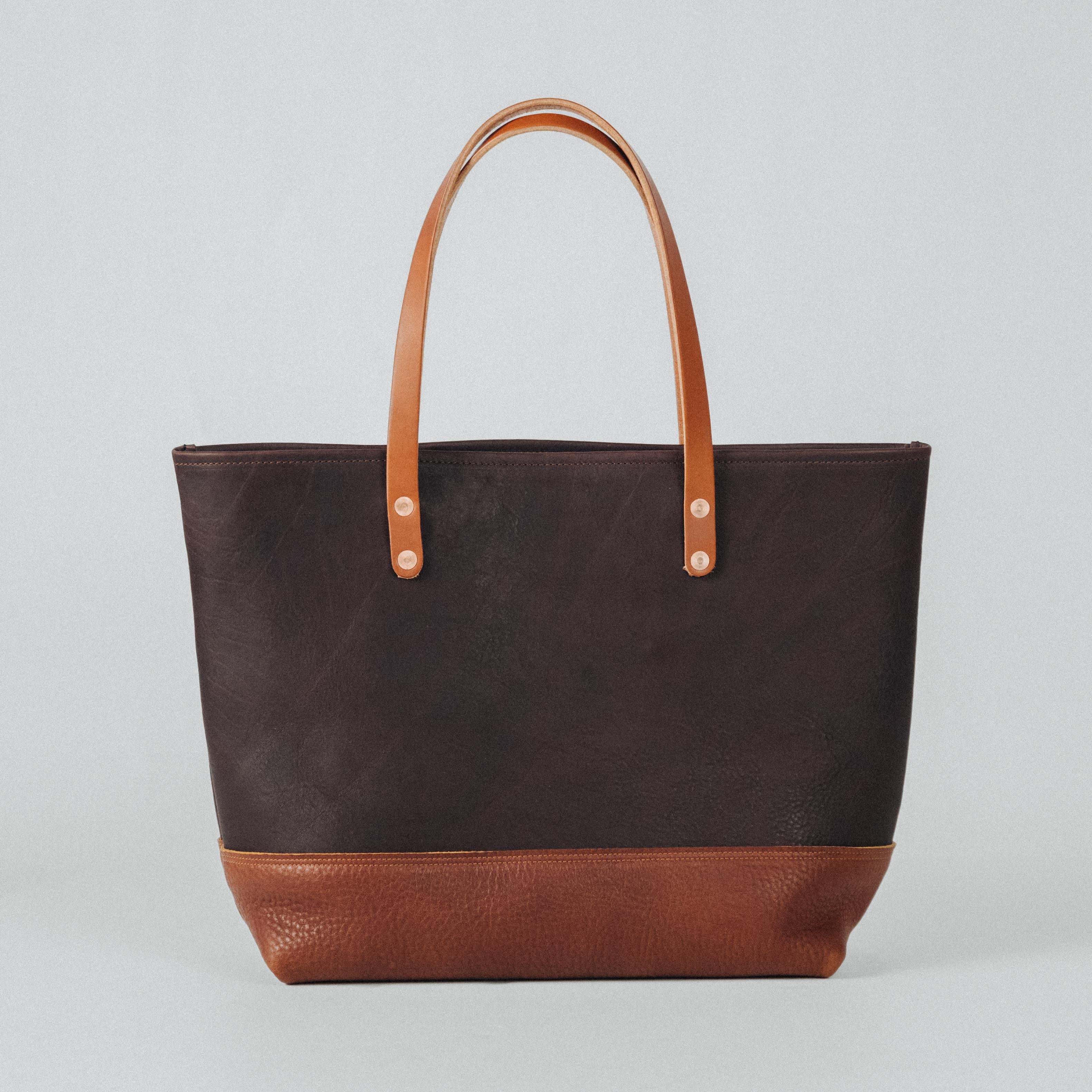 Hickory/Macchiato East West Panel Tote