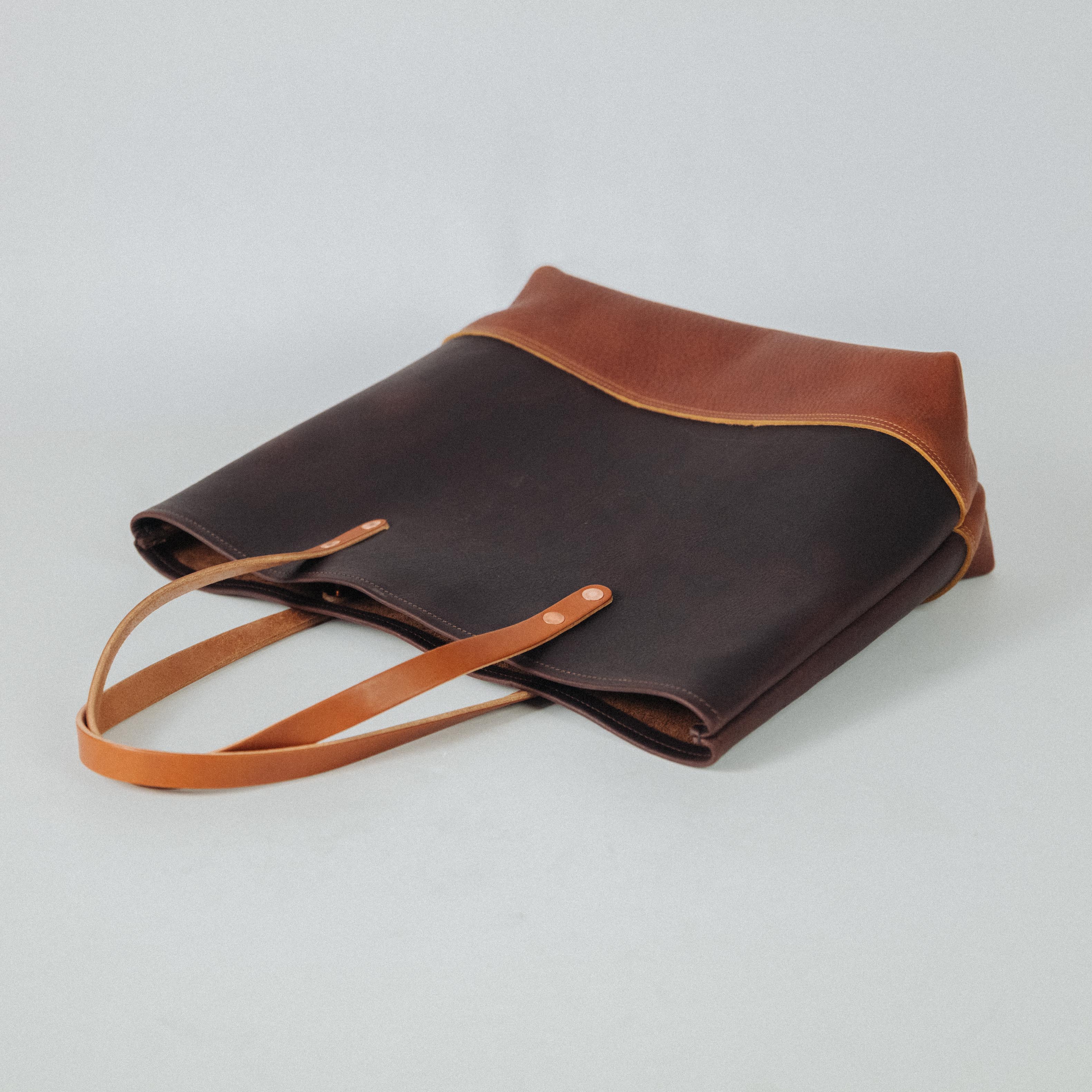 Hickory/Macchiato East West Panel Tote