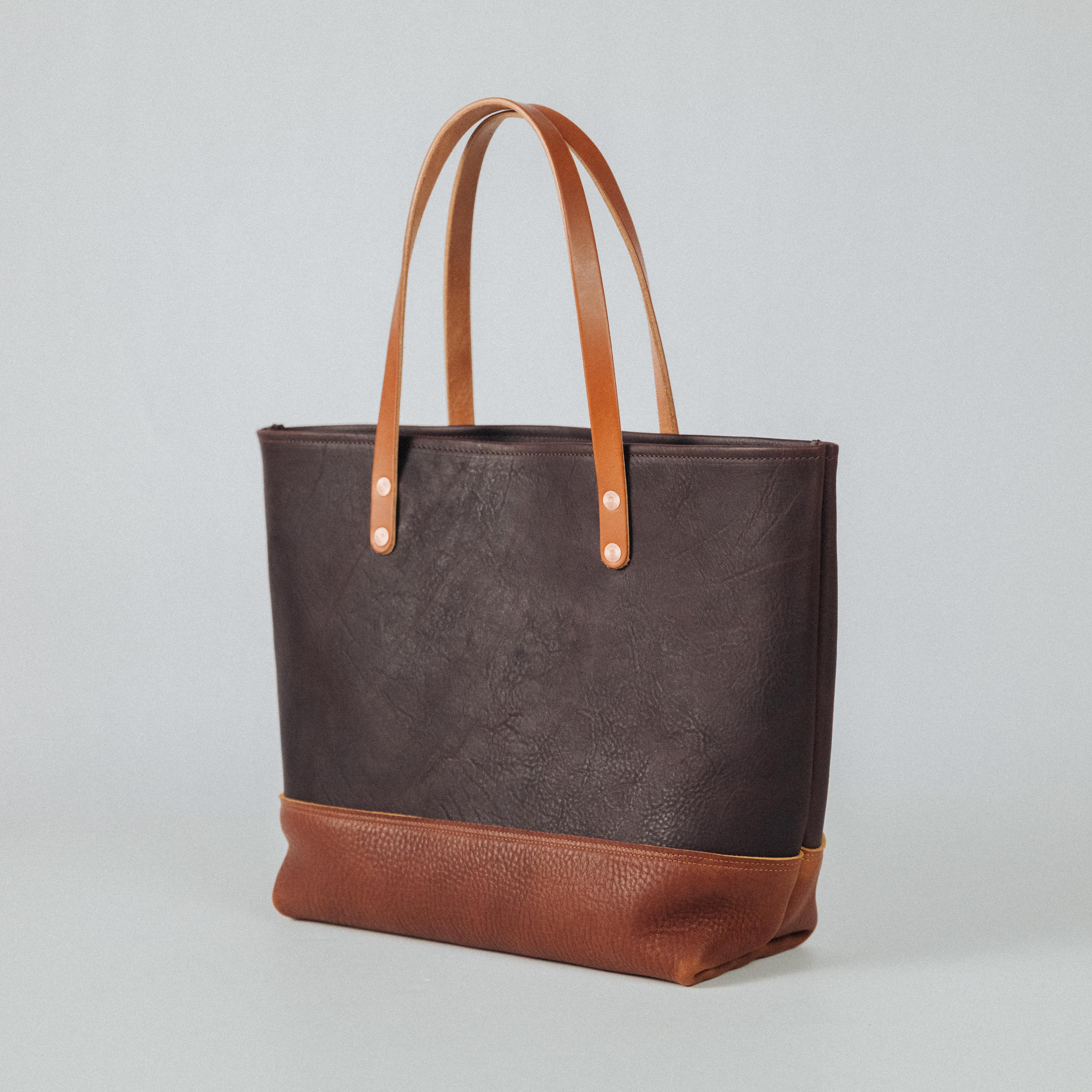 Hickory/Macchiato East West Panel Tote