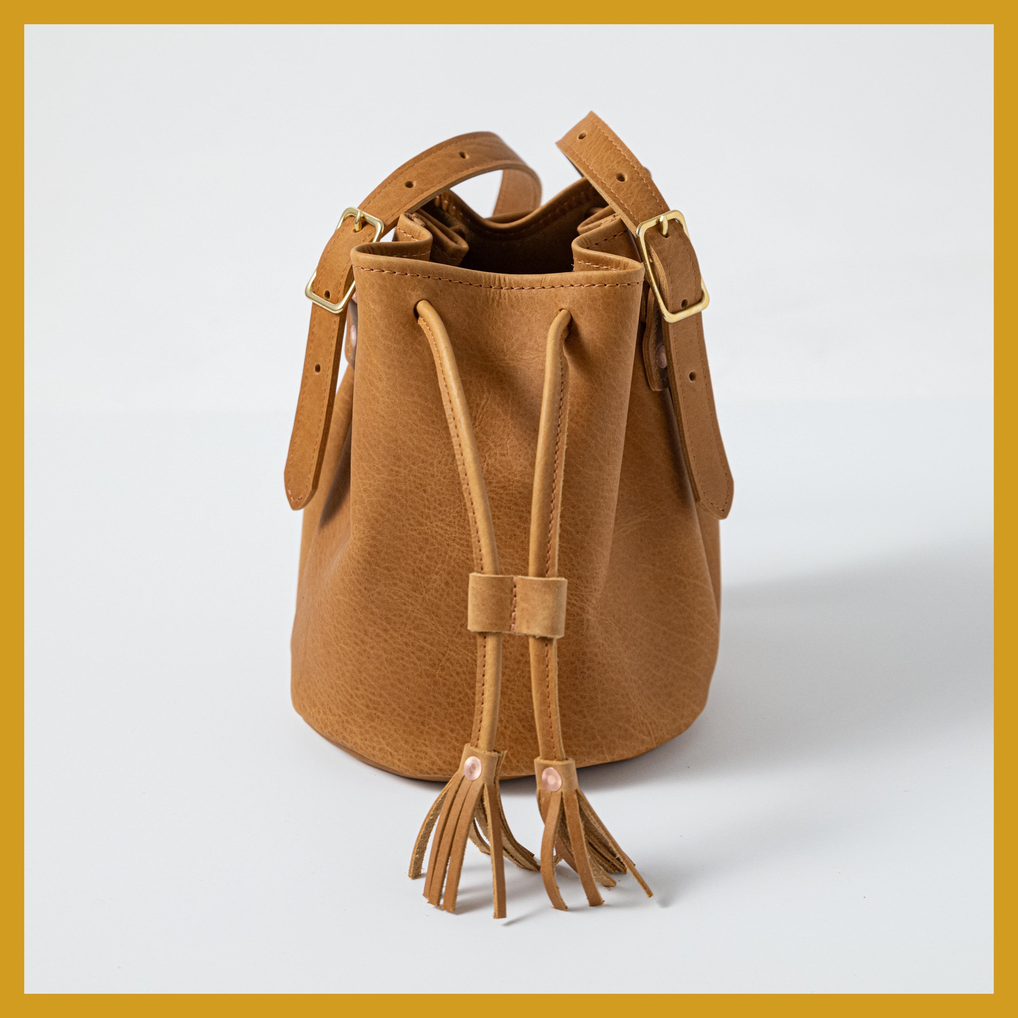 Scratch-and-Dent Natural Bison Bucket Bag