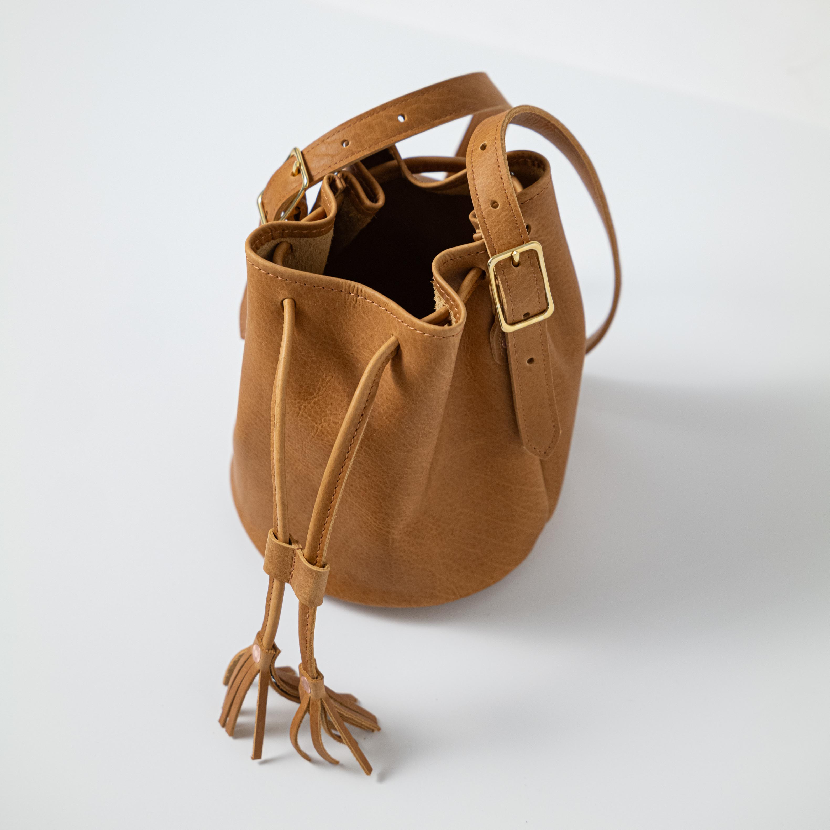 Scratch-and-Dent Natural Bison Bucket Bag