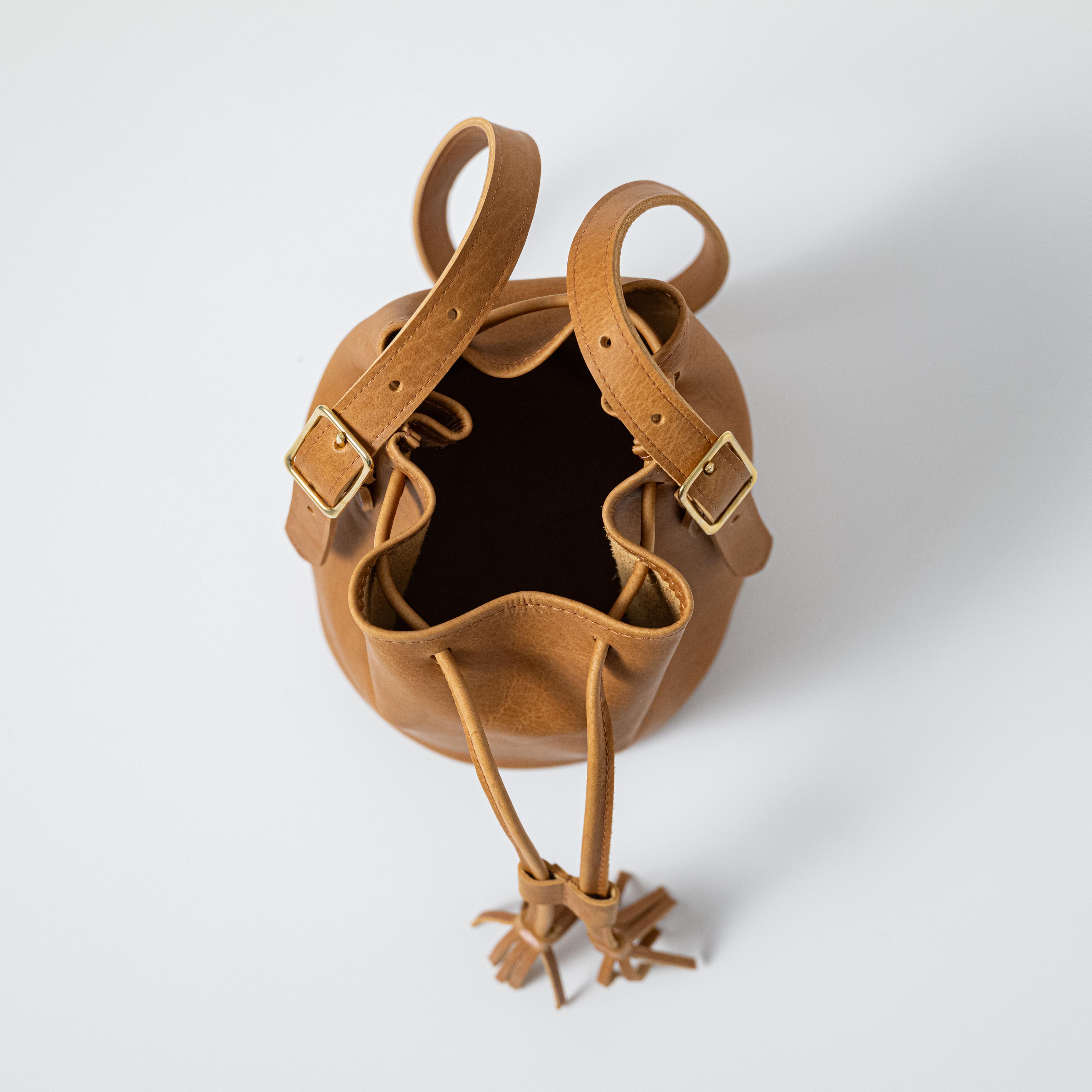 Scratch-and-Dent Natural Bison Bucket Bag