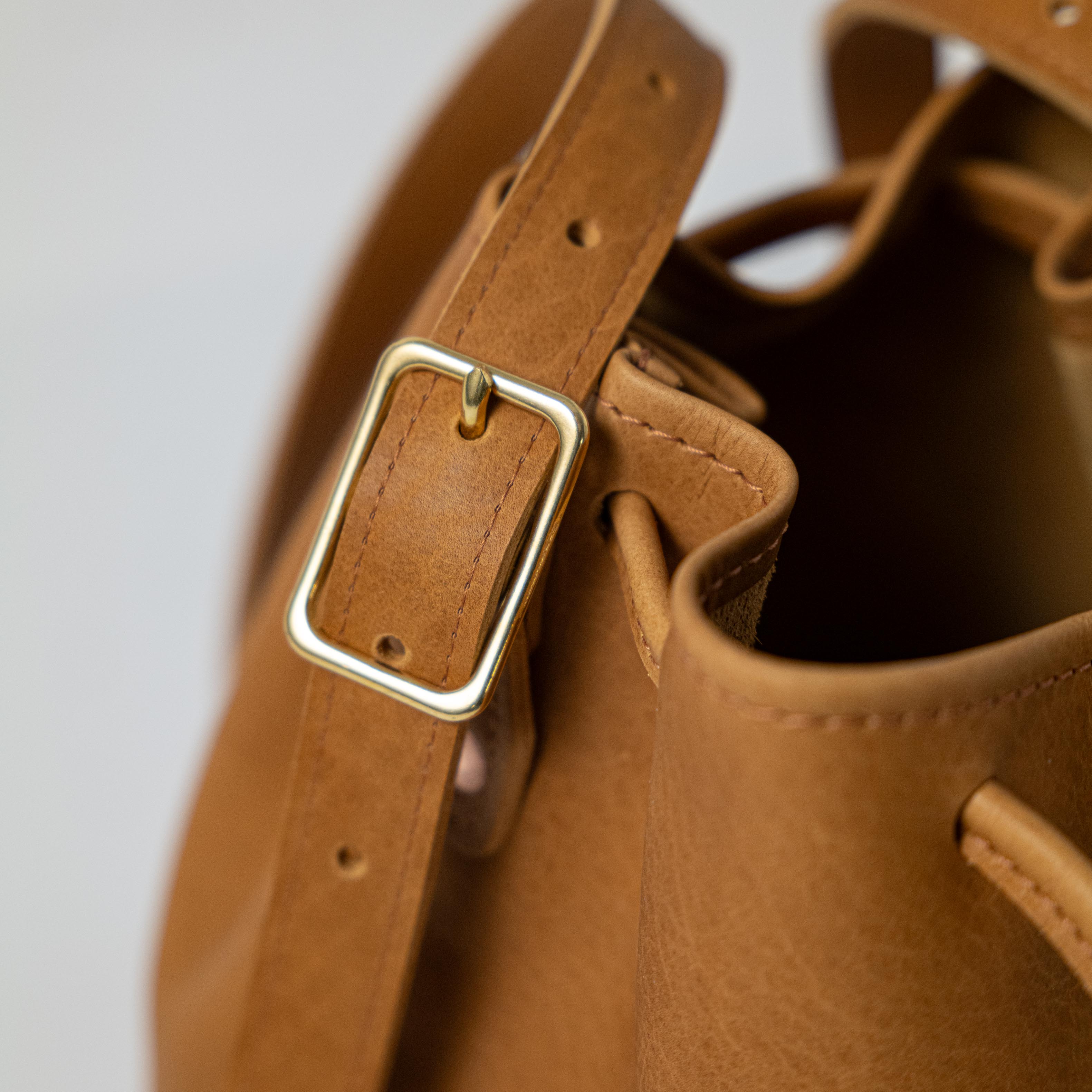 Scratch-and-Dent Natural Bison Bucket Bag