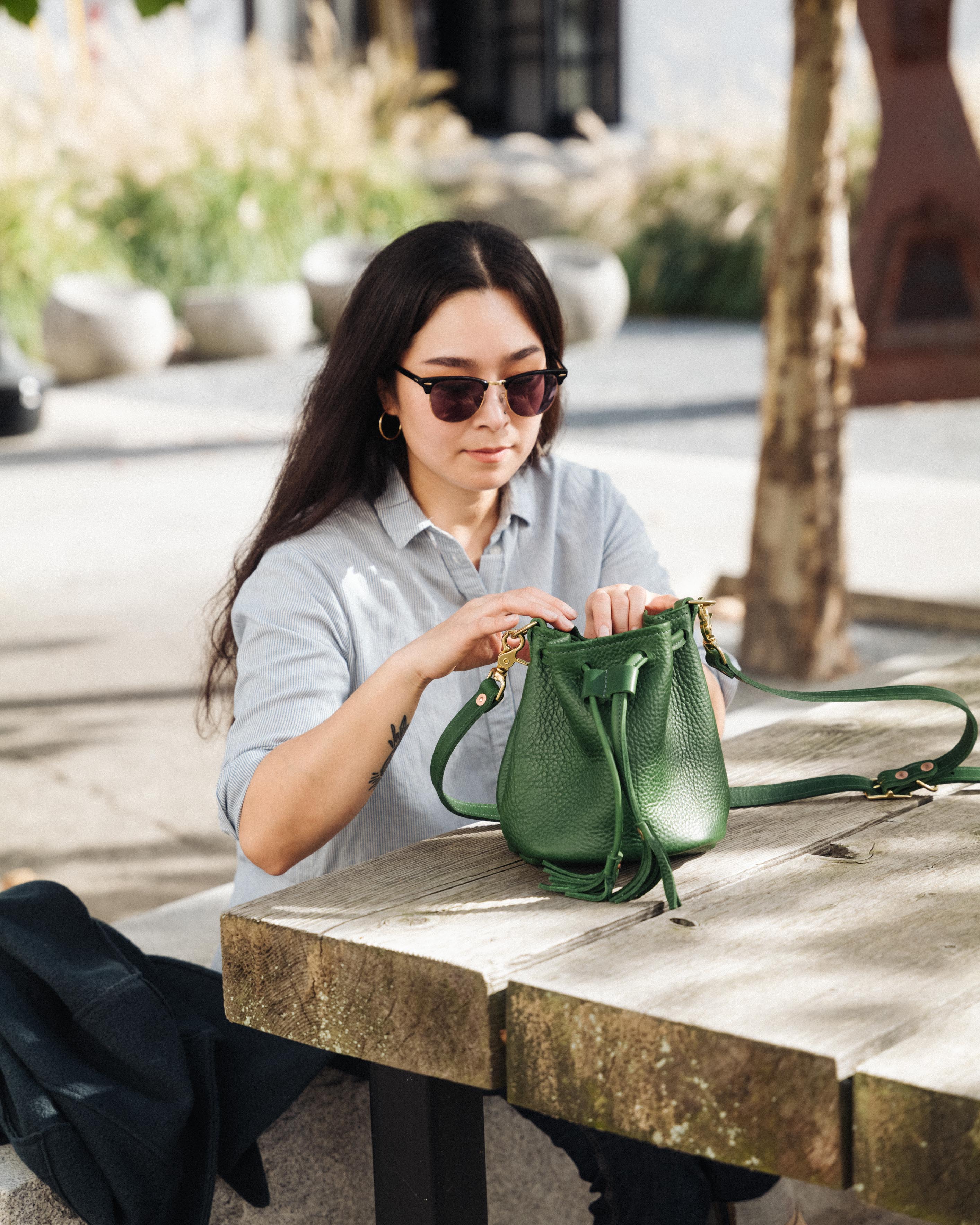 Cognac Cypress Mini Bucket Bag