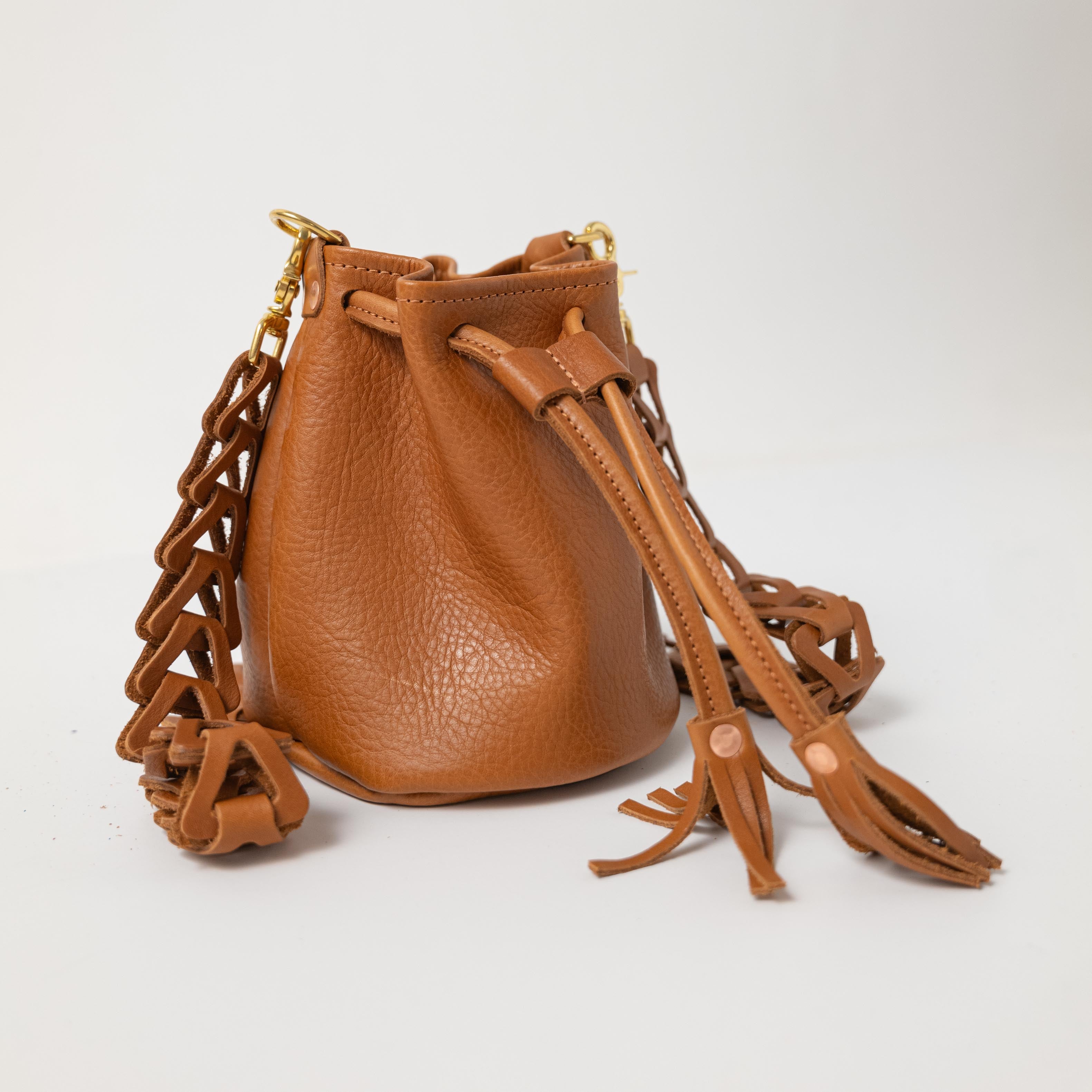 Cognac Cypress Mini Bucket Bag