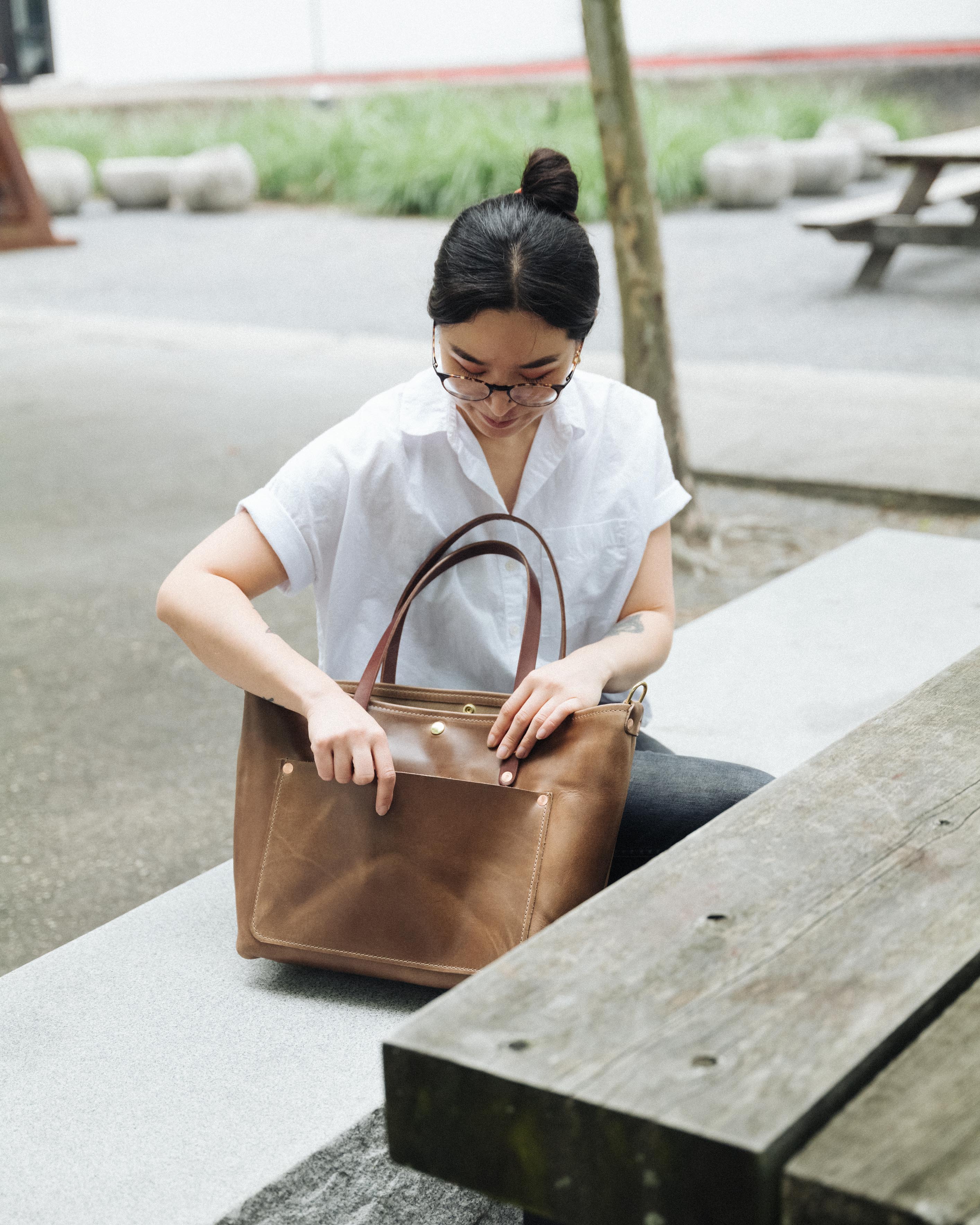 Natural Chromexcel East West Travel Tote