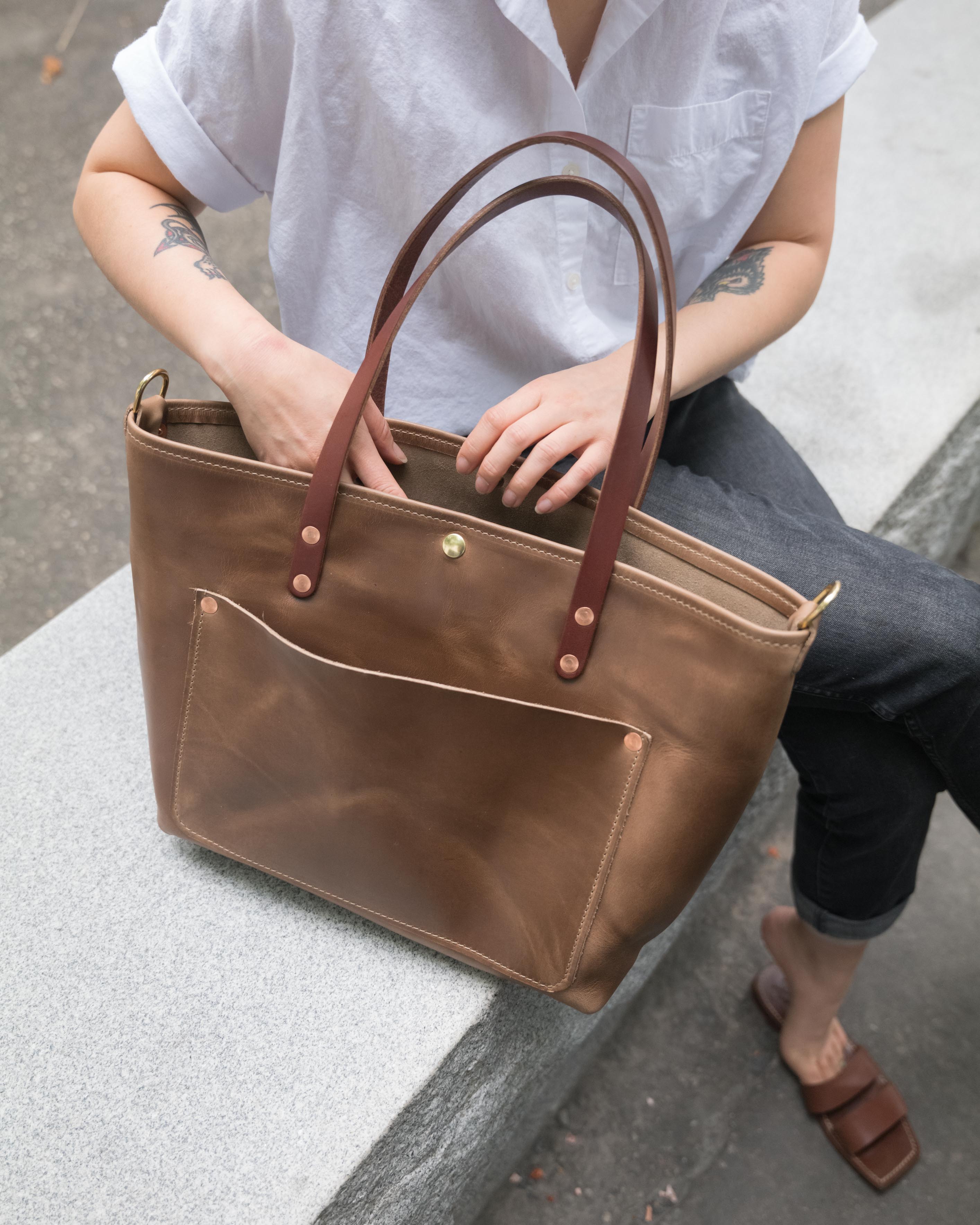Natural Chromexcel East West Travel Tote
