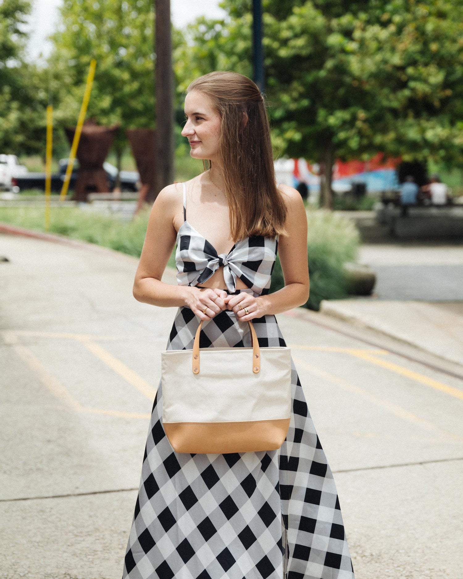 Natural Canvas Mini Panel Tote