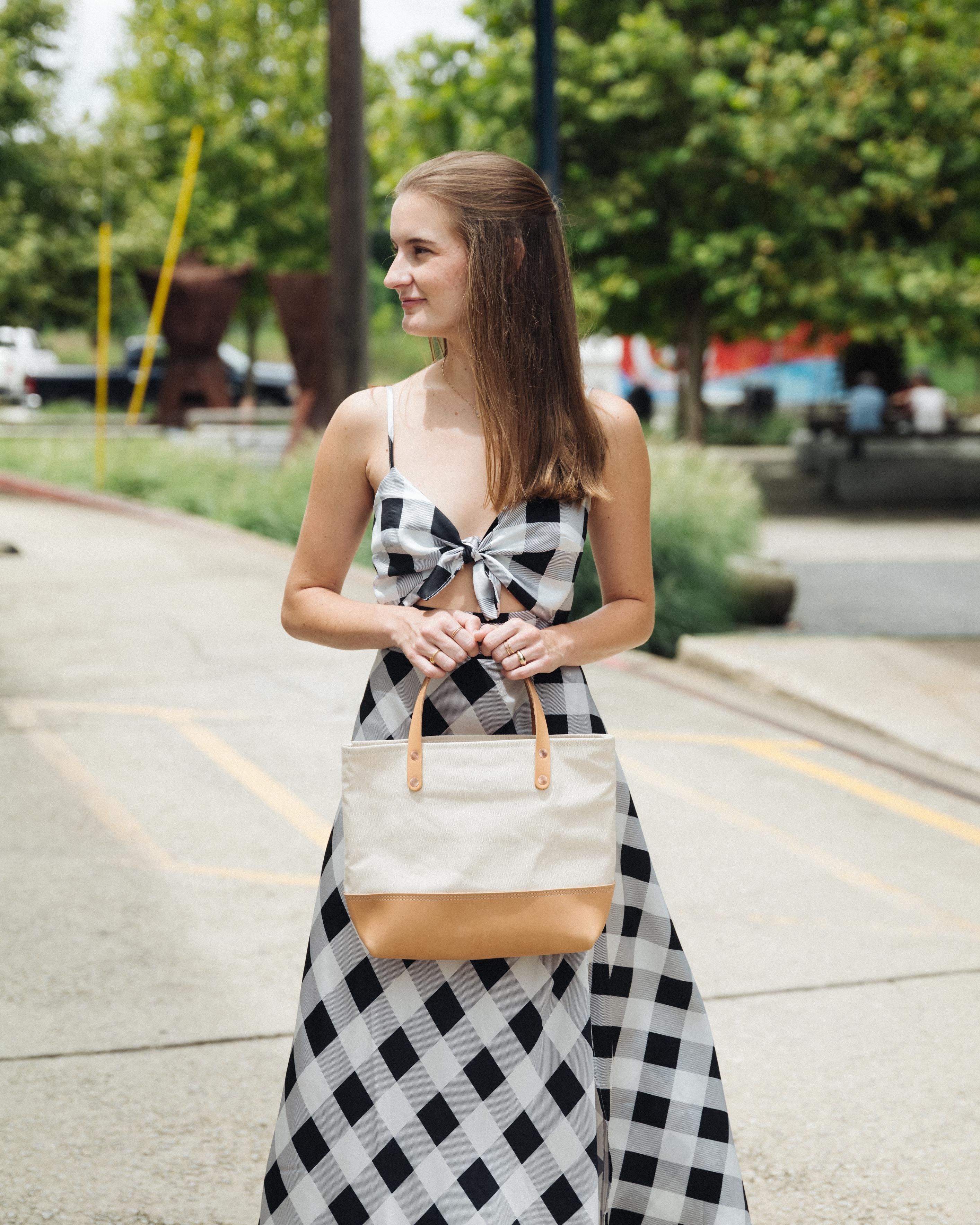 Natural Canvas Mini Panel Tote