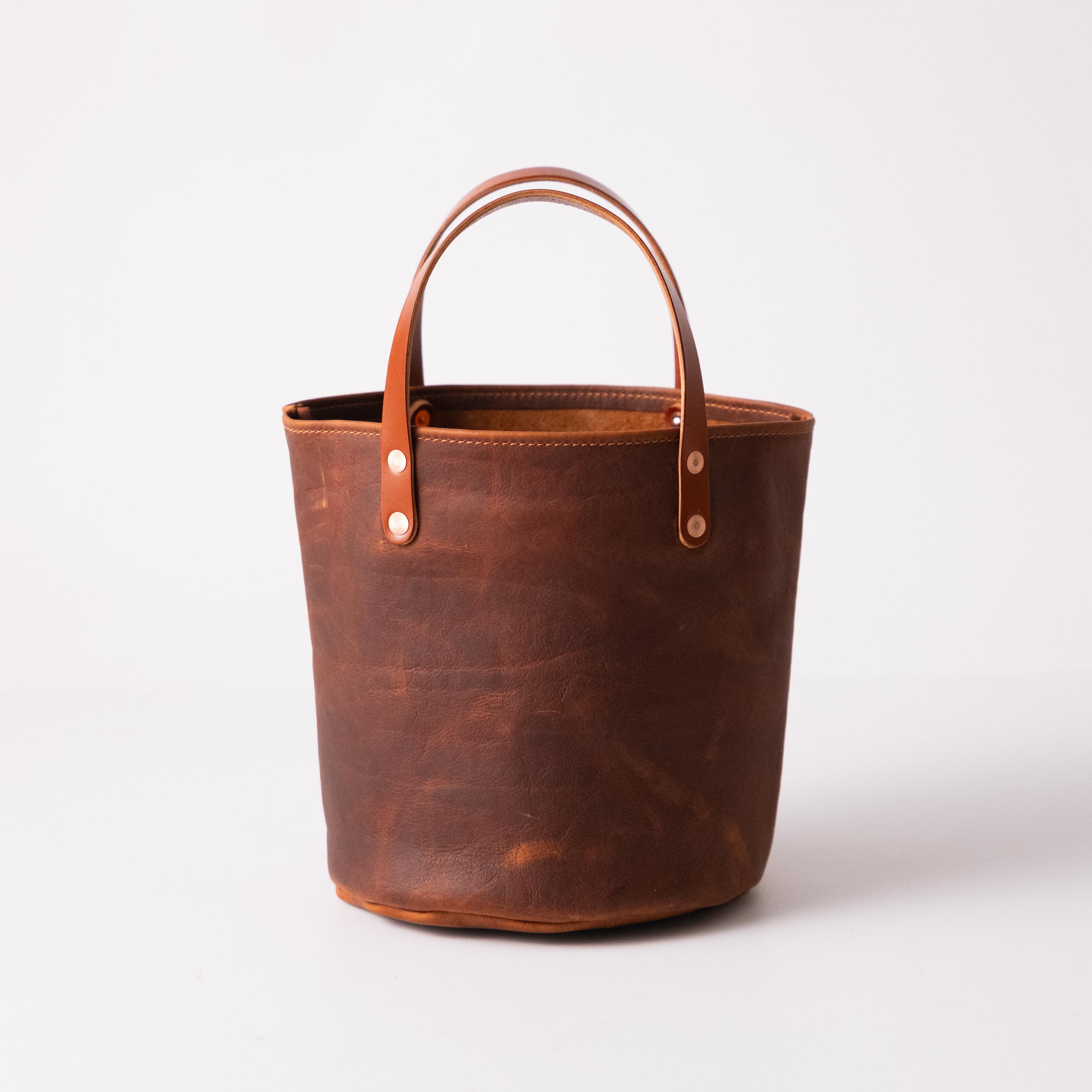 Leather Roulette Bucket Tote