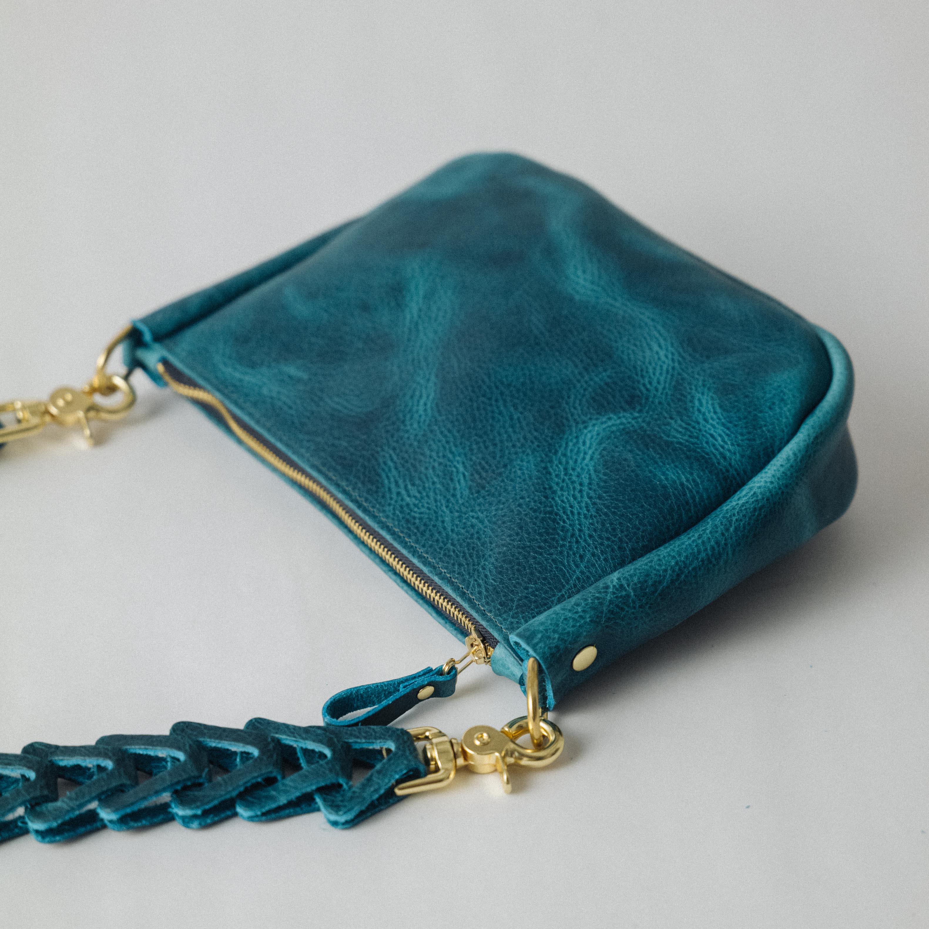 Petrol Blue Bison Medium Crossbody Bag Bundle
