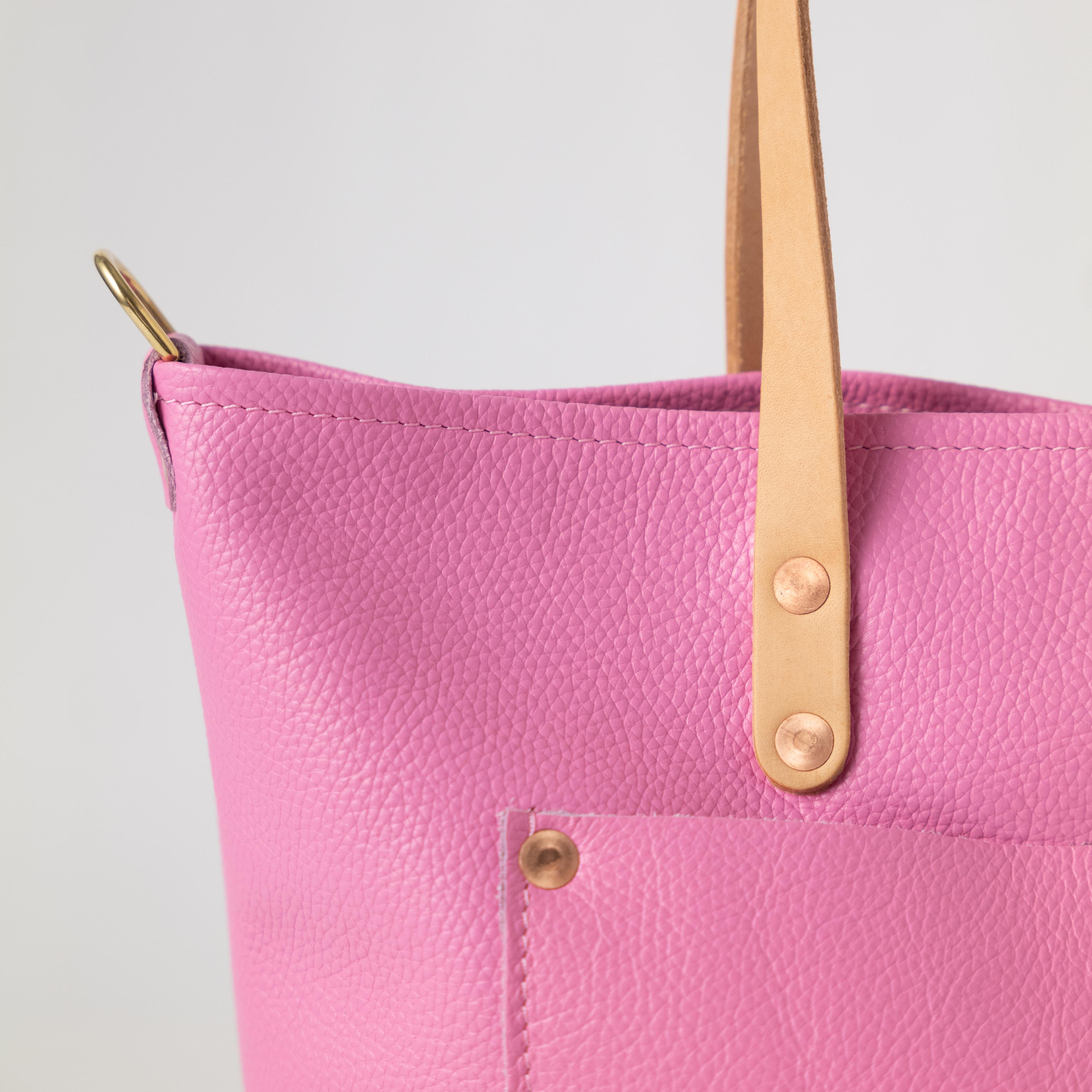Pink Italian Pebbled East West Travel Tote